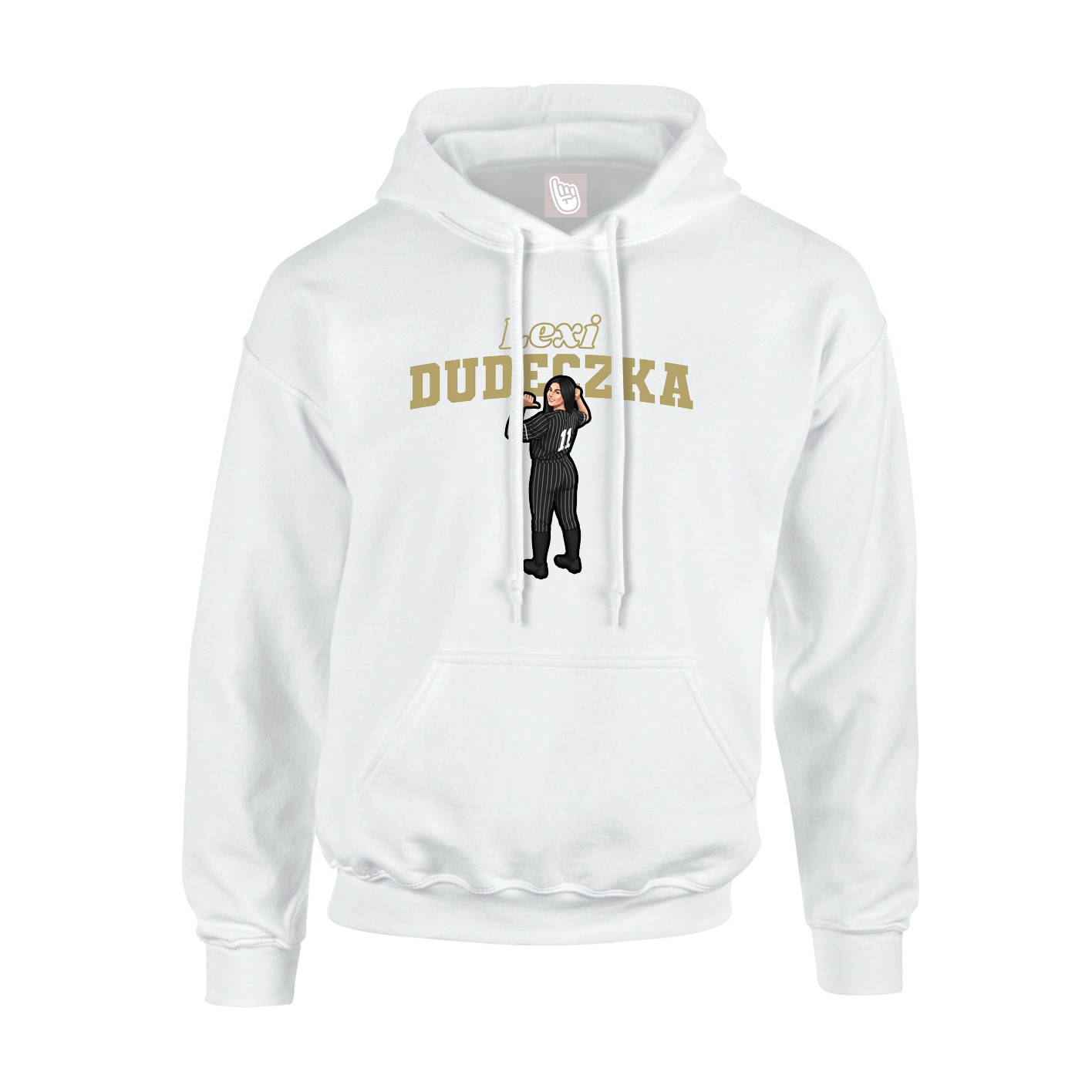 Youth Hoodie — Name Arch in White