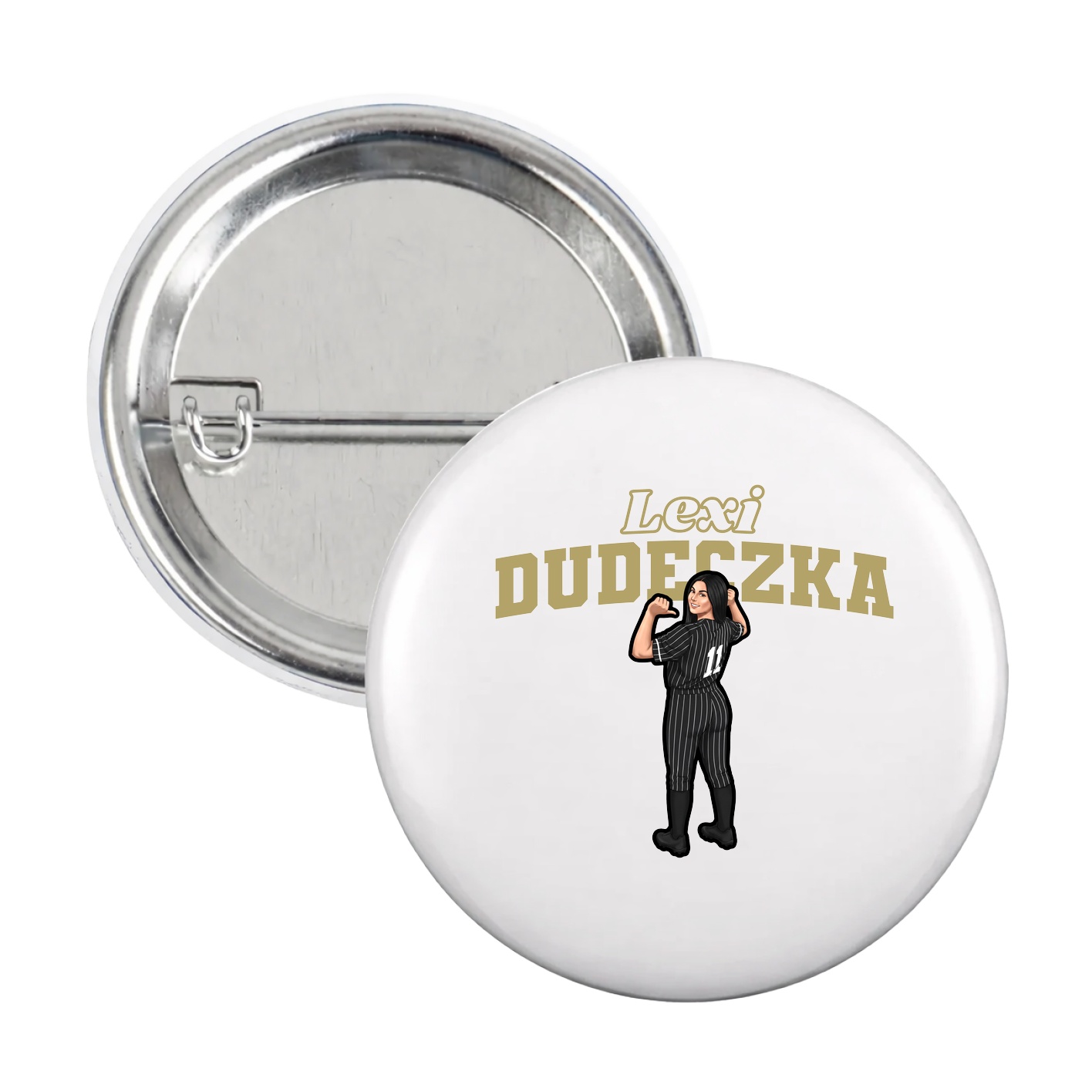 Game Day Button — Name Arch in White
