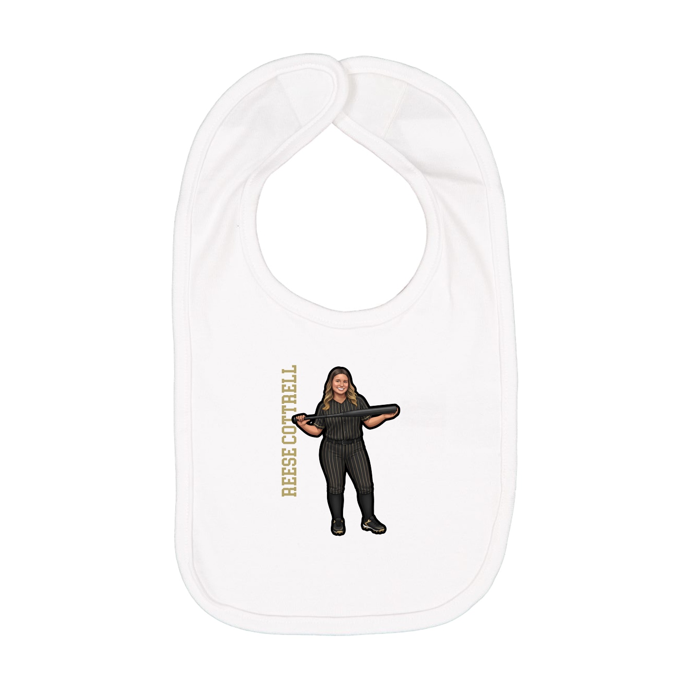 Infant Bib — Name Vertical in White