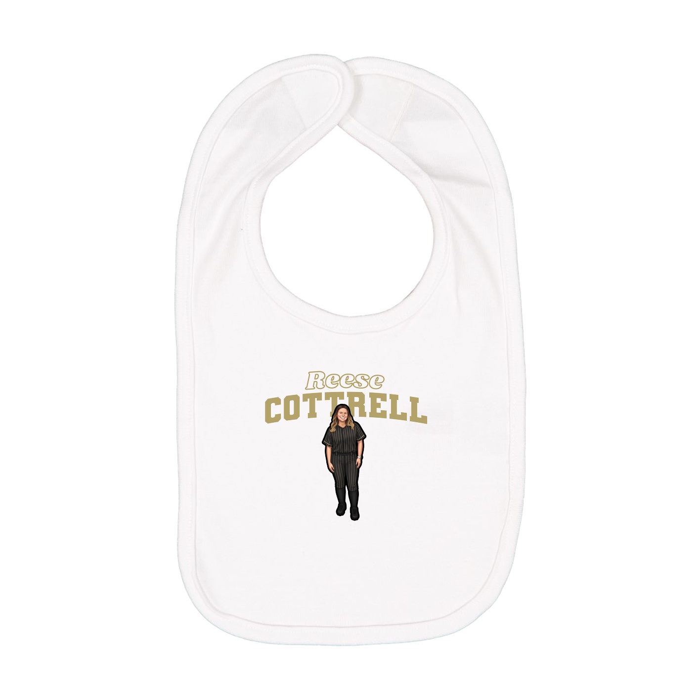 Infant Bib — Name Arch in White