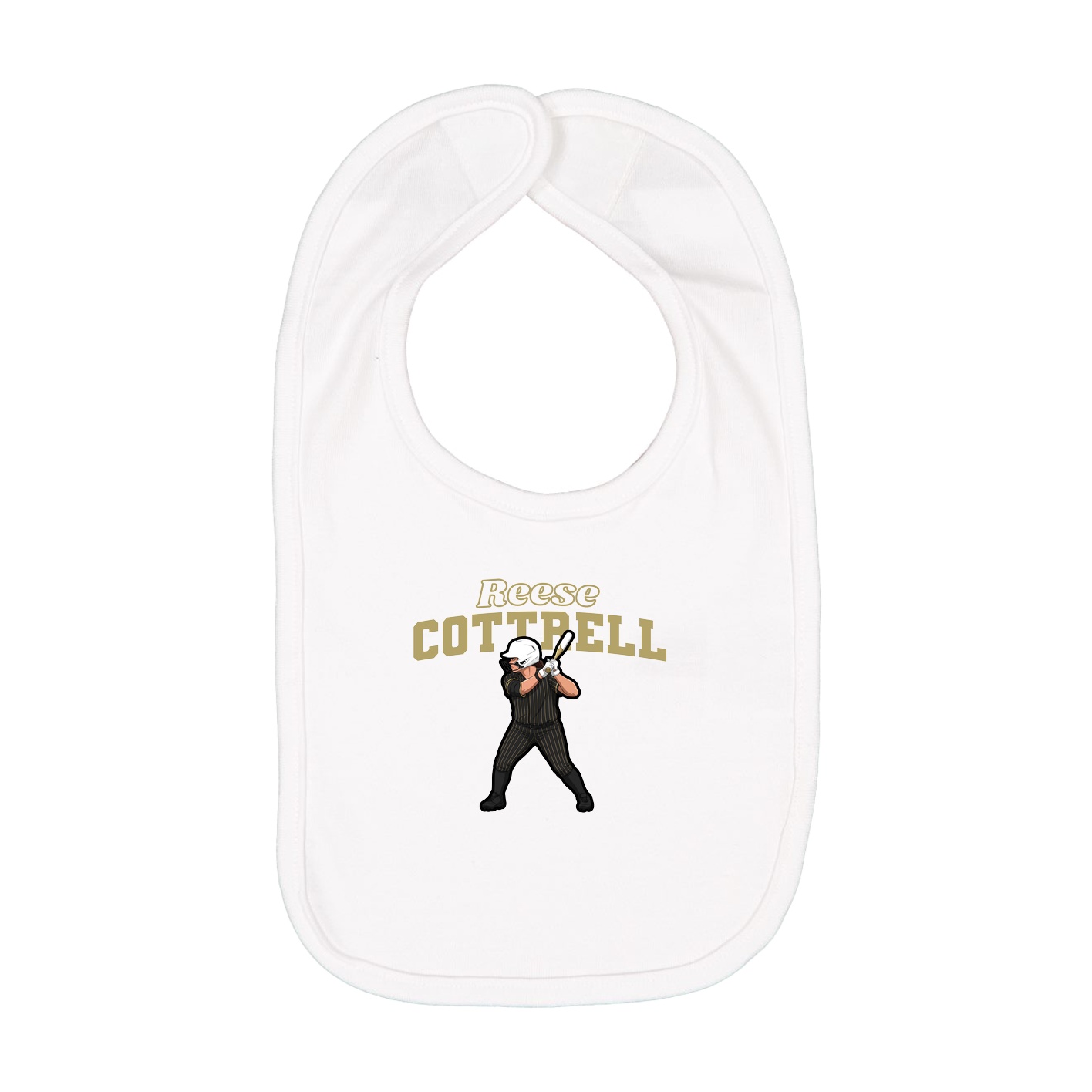 Infant Bib — Name Arch in White