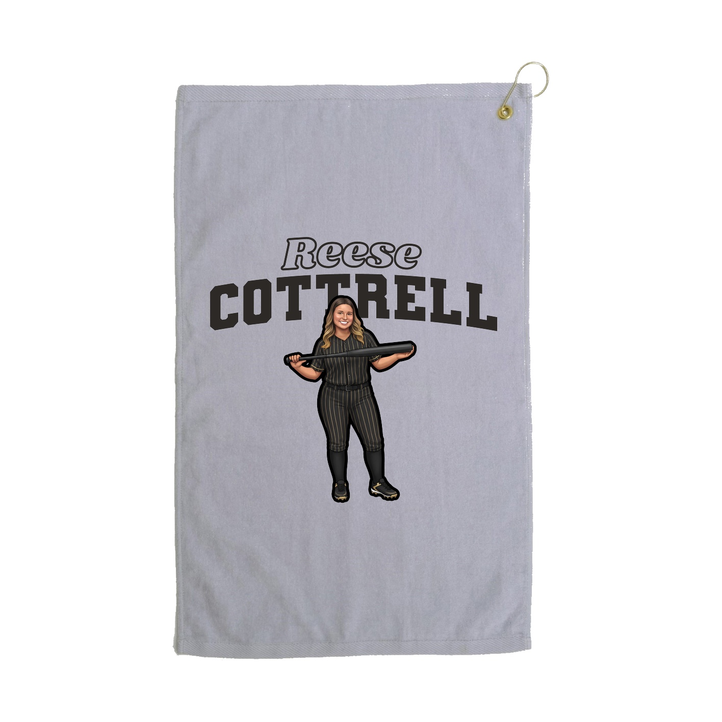 Golf Towel — Name Arch in Grey