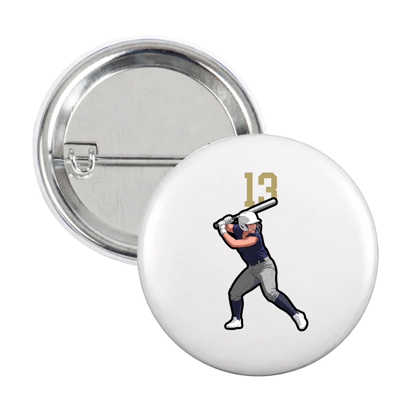 Game Day Button — Number Top in White