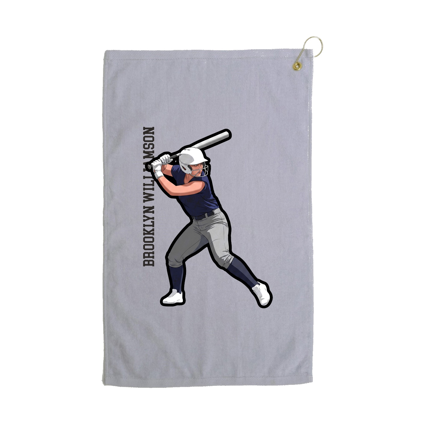 Golf Towel — Name Vertical in Grey
