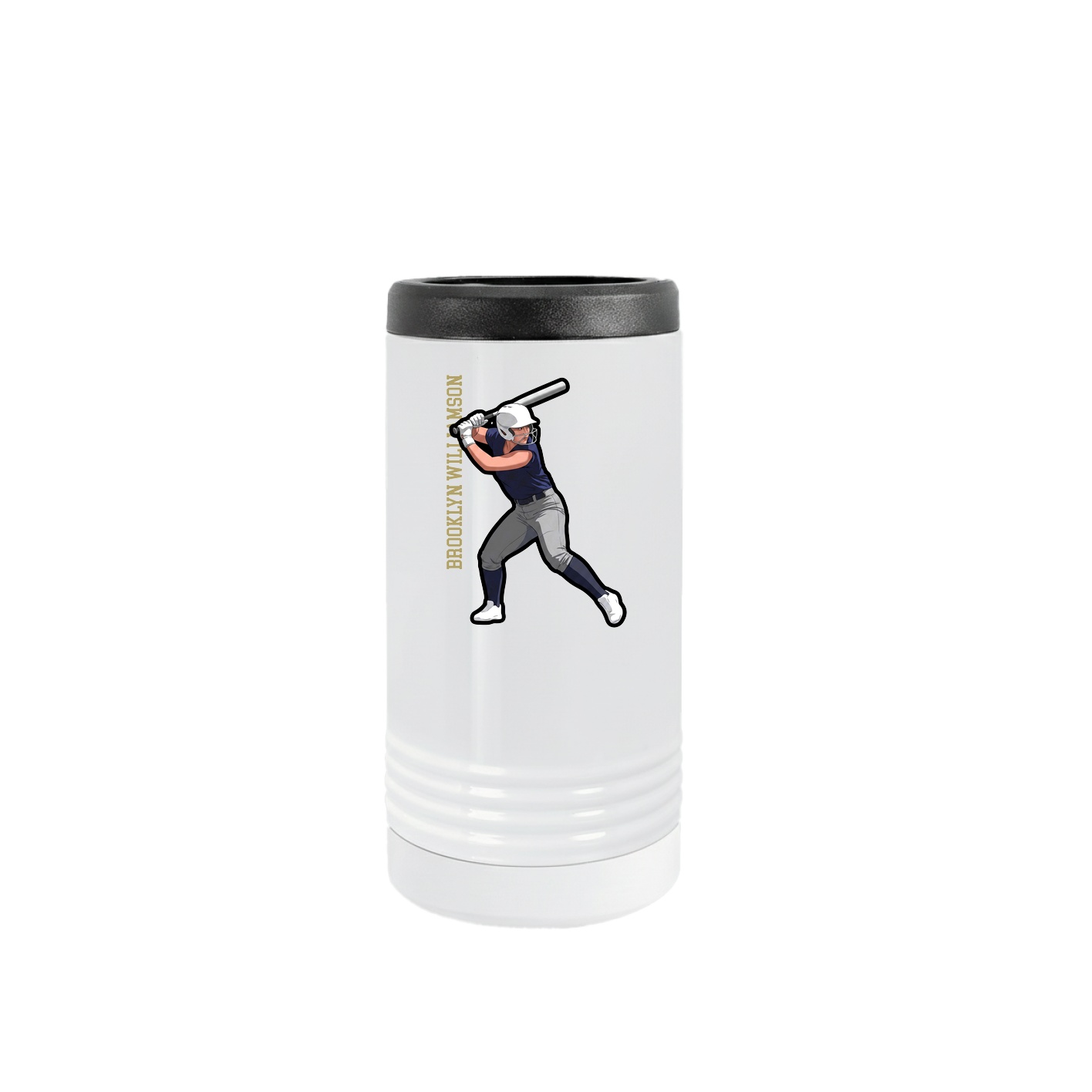 Slim Beverage Holder — Name Vertical in White