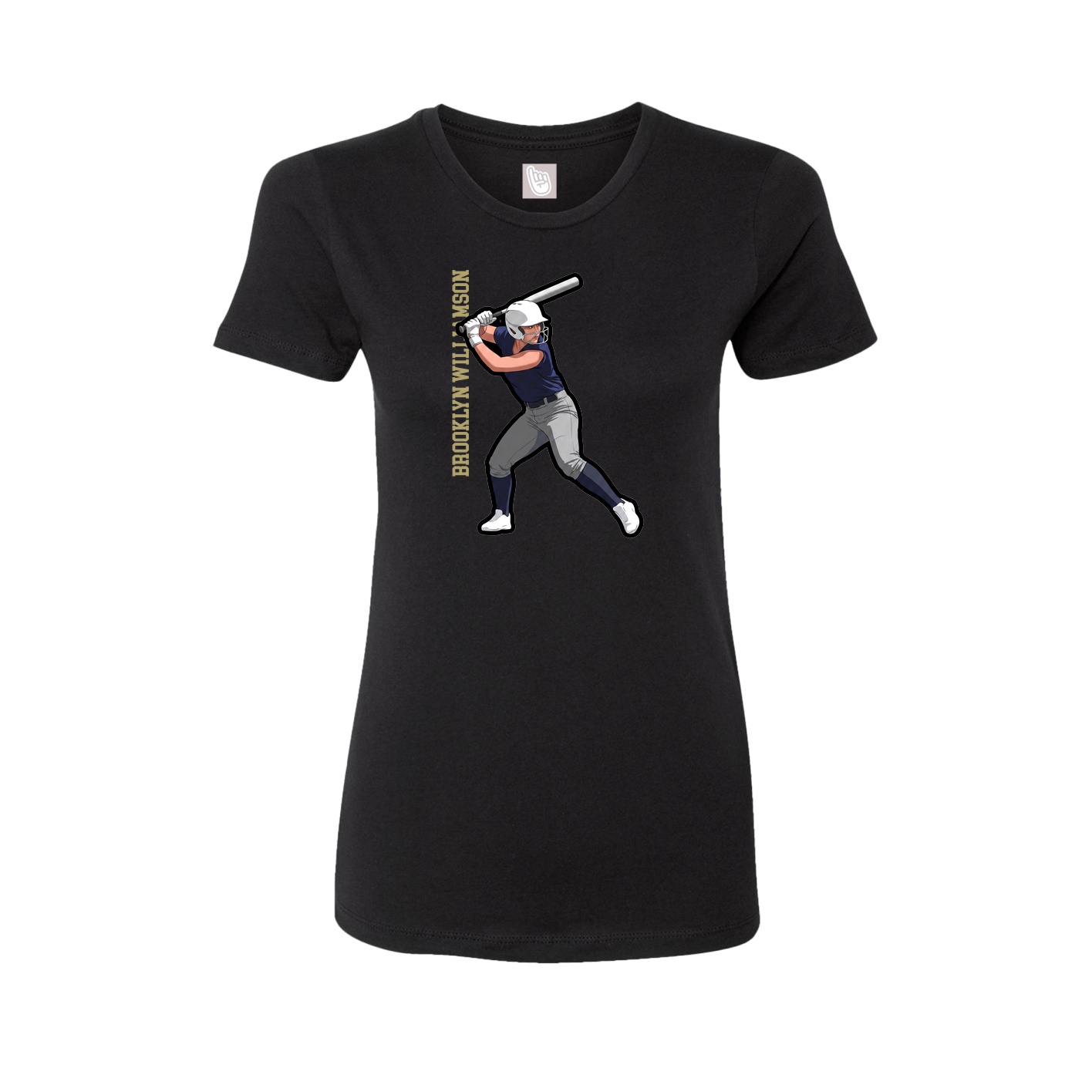 Fitted Women's Tee — Name Vertical in Black