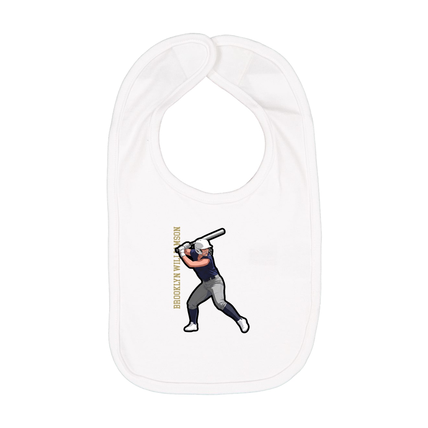 Infant Bib — Name Vertical in White