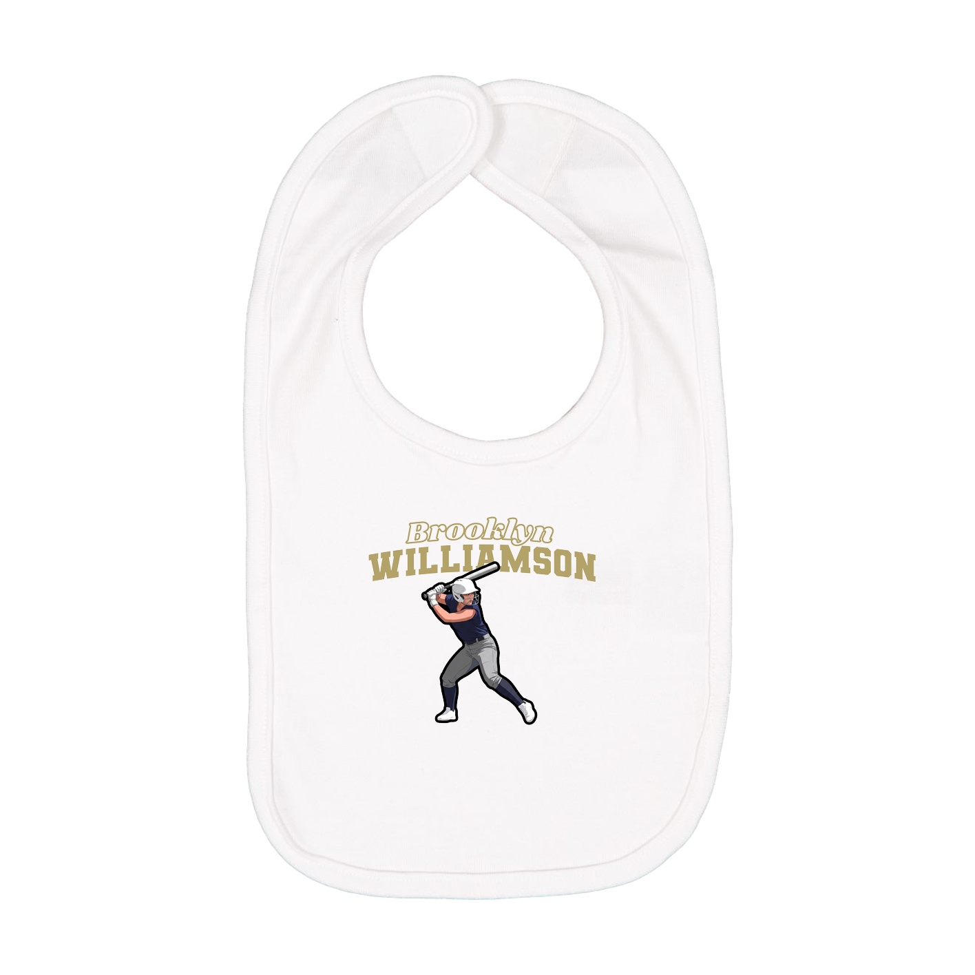 Infant Bib — Name Arch in White
