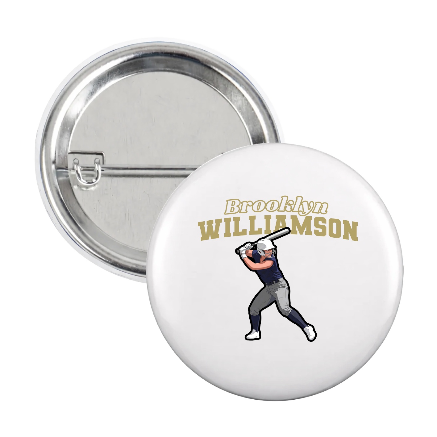 Game Day Button — Name Arch in White