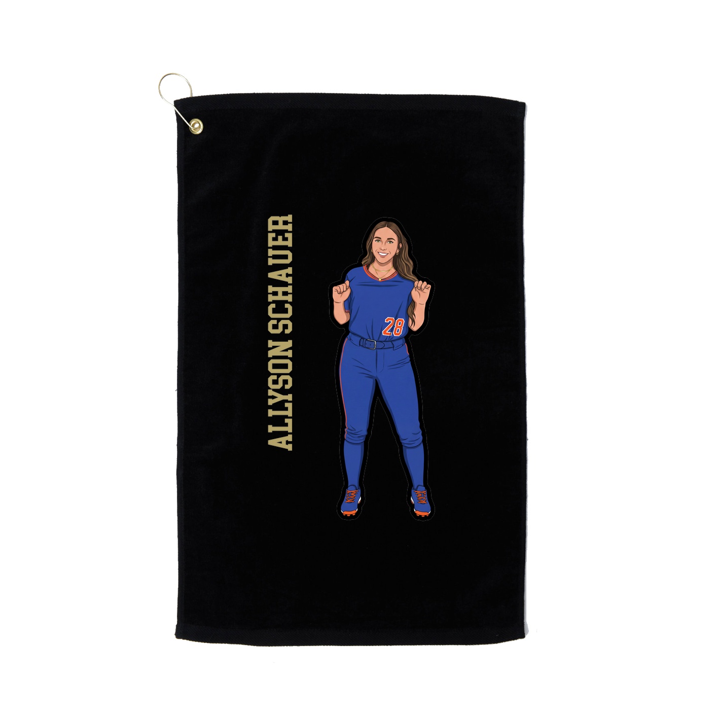 Golf Towel — Name Vertical in Black