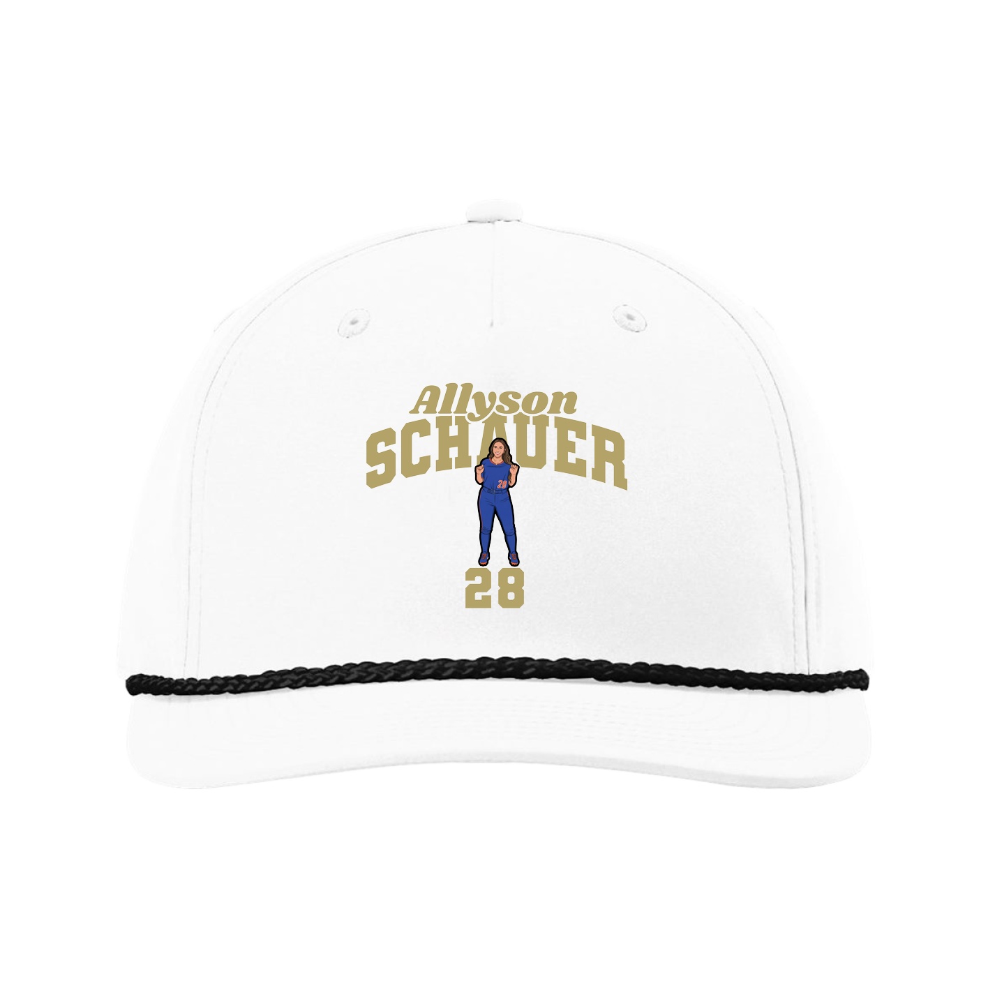 Five-Panel Classic Rope Cap — Signature Arch in White