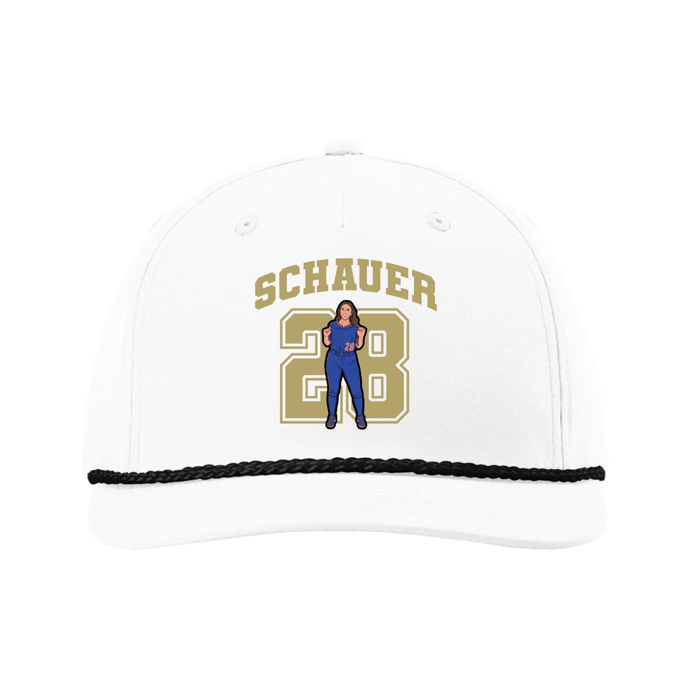 Five-Panel Classic Rope Cap — Number in White