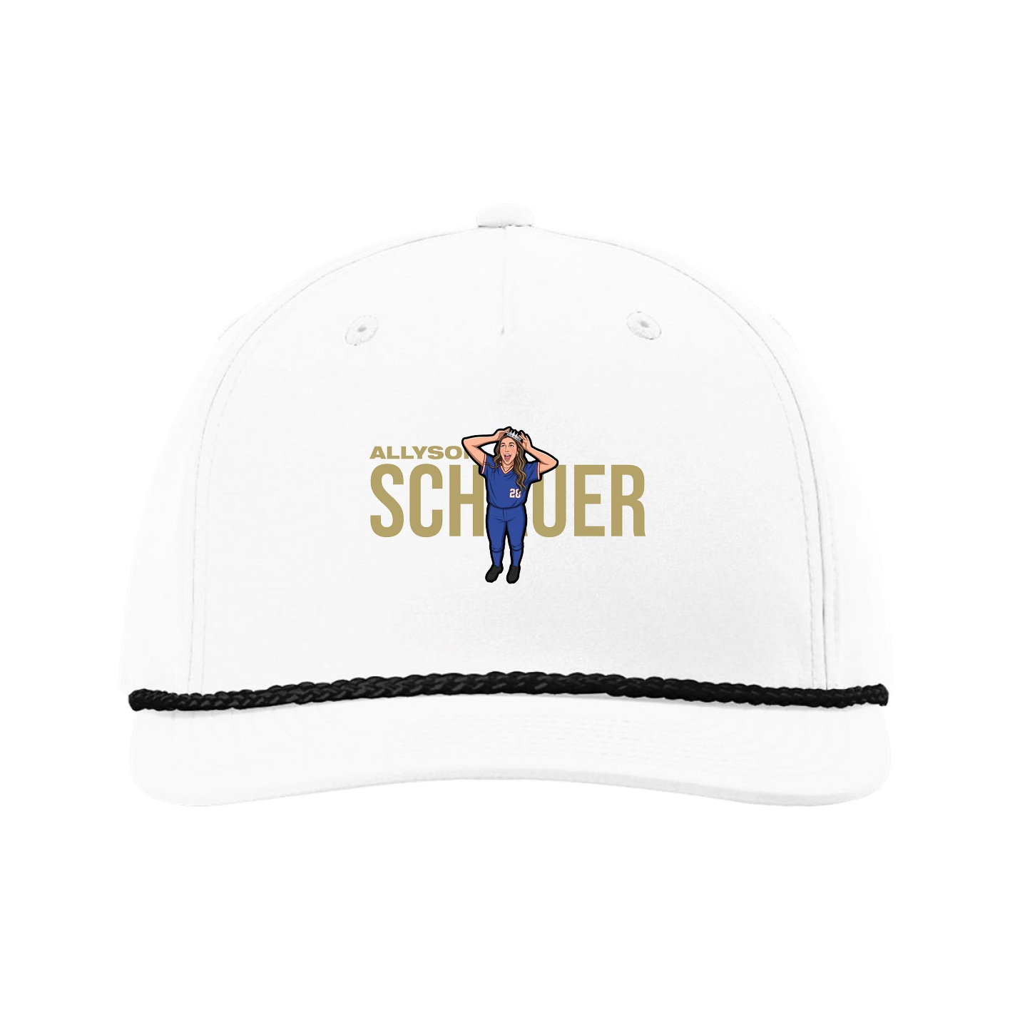 Five-Panel Classic Rope Cap — Player Name in White