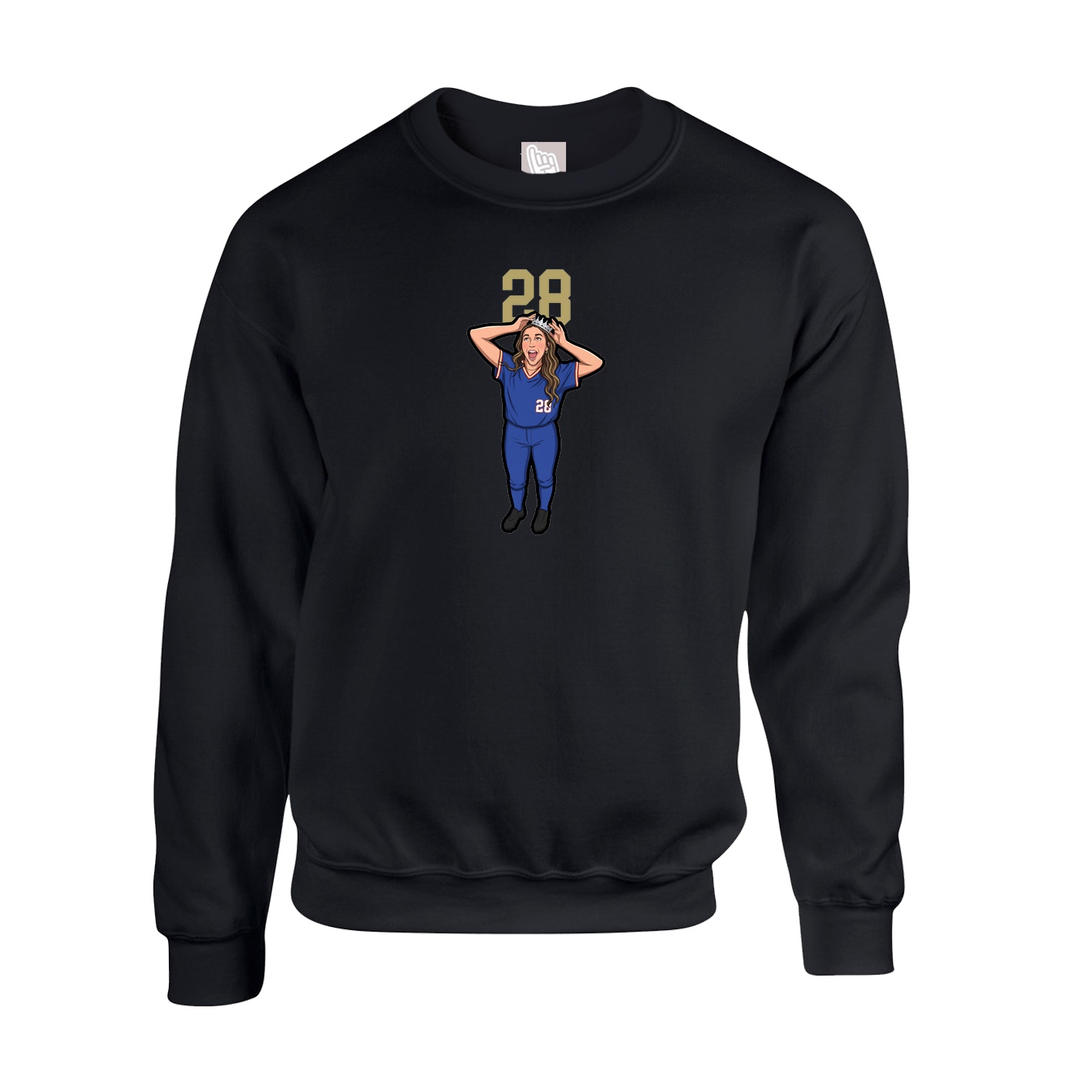 Fleece Crew — Number Top in Black