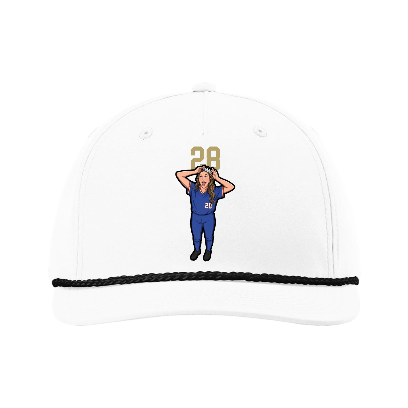 Five-Panel Classic Rope Cap — Number Top in White
