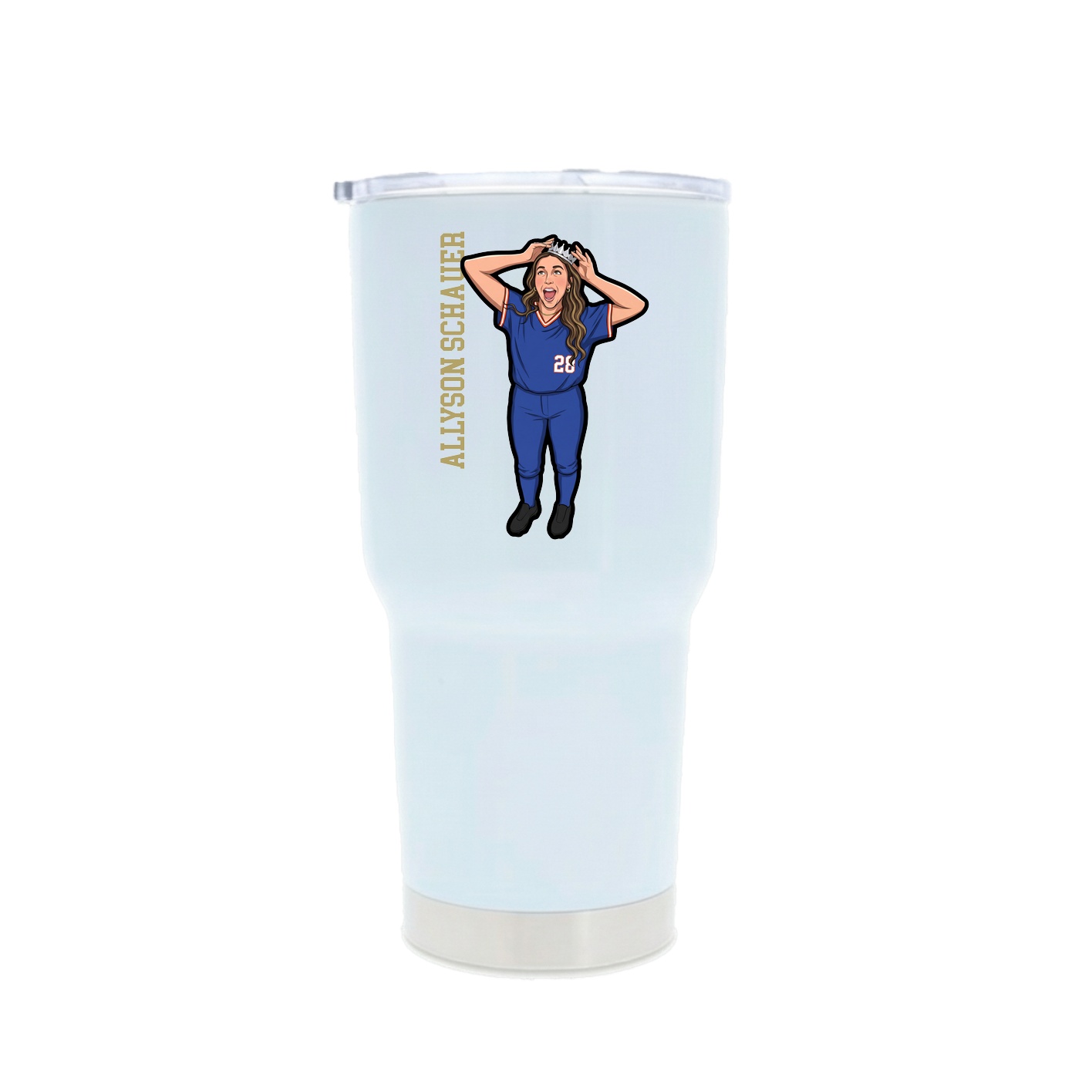 30oz Stainless Steel Tumbler — Name Vertical in White