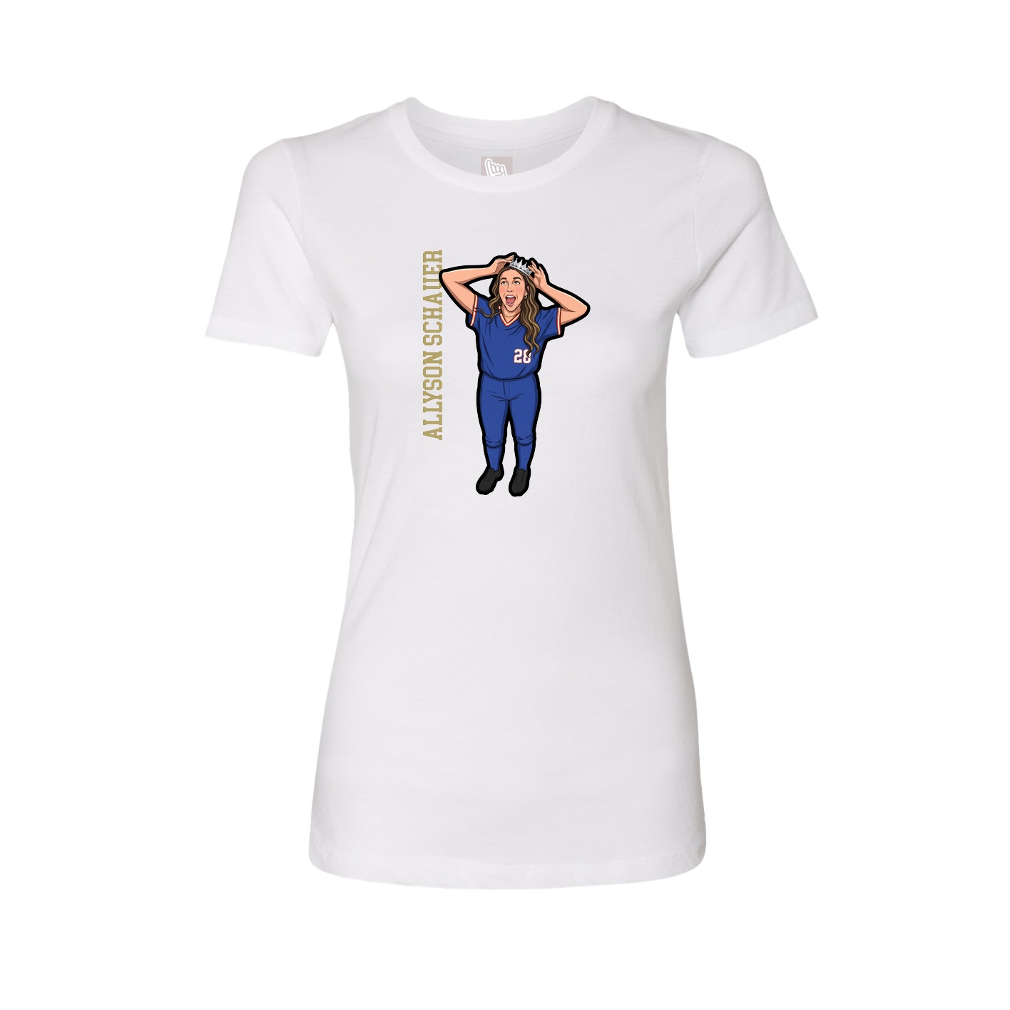 Fitted Women's Tee — Name Vertical in White