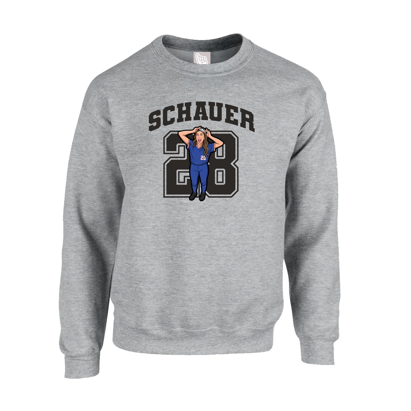 Fleece Crew — Number in Grey