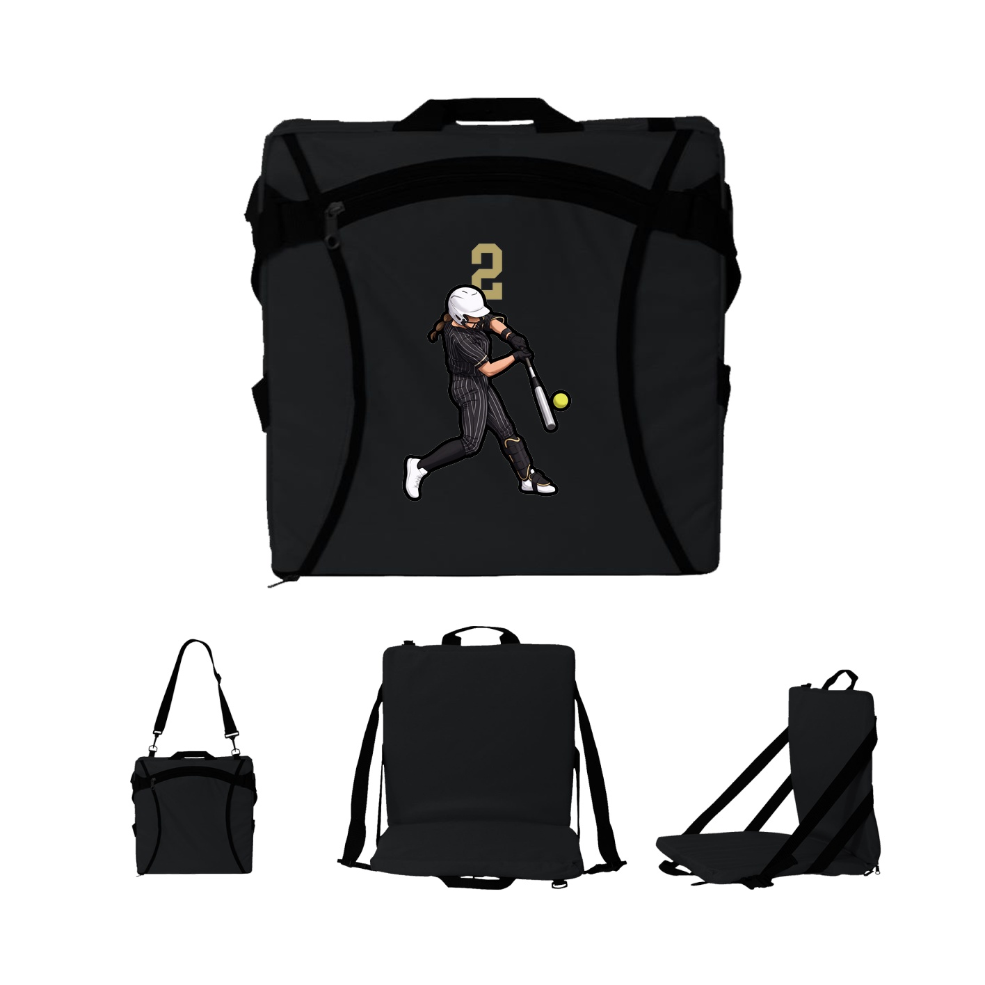 Folding Stadium Seat — Number Top in Black