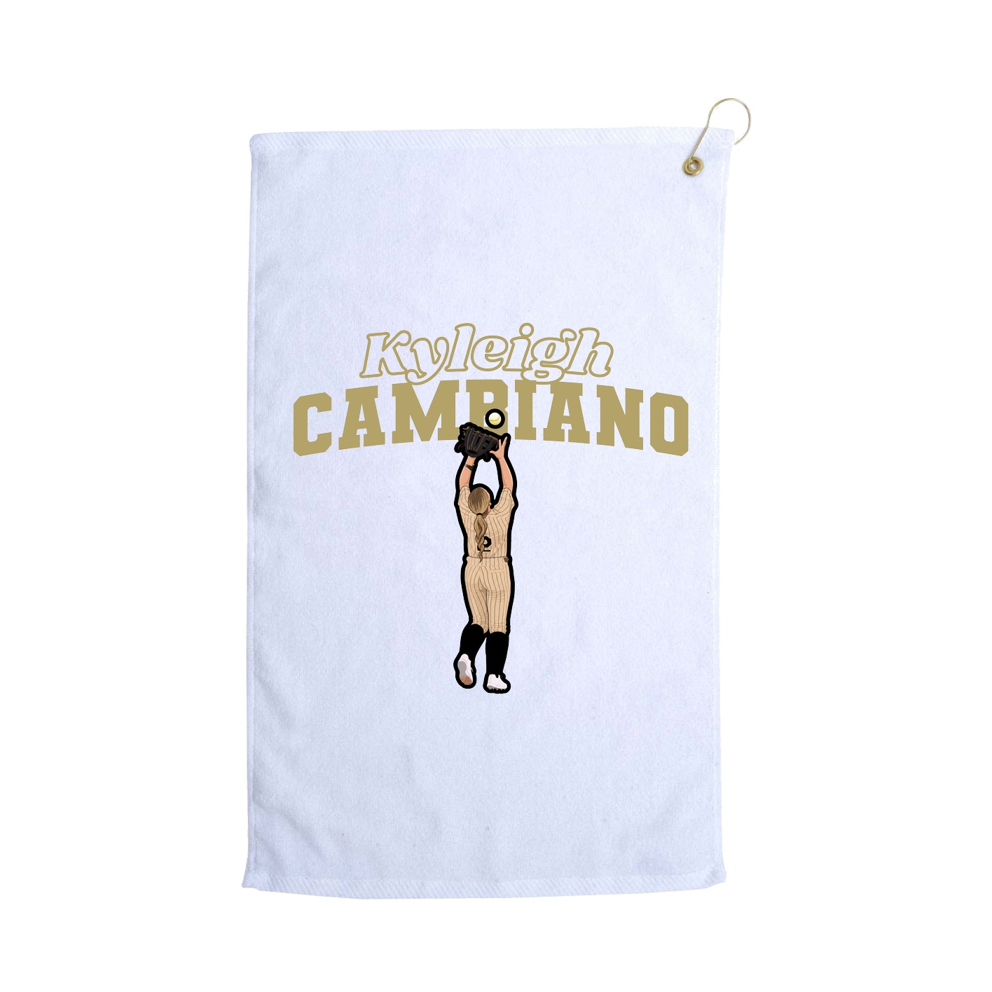 Golf Towel — Name Arch in White