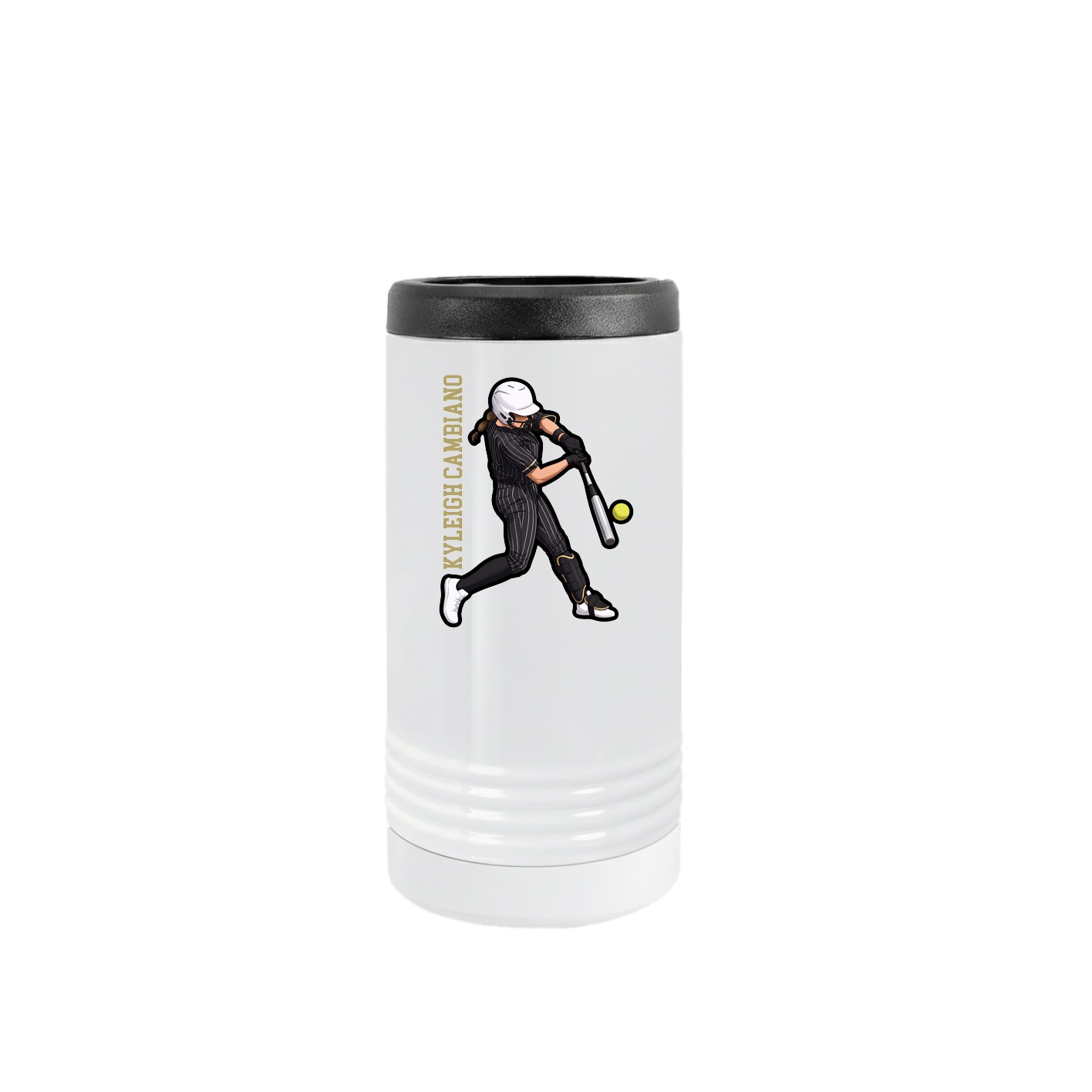 Slim Beverage Holder — Name Vertical in White