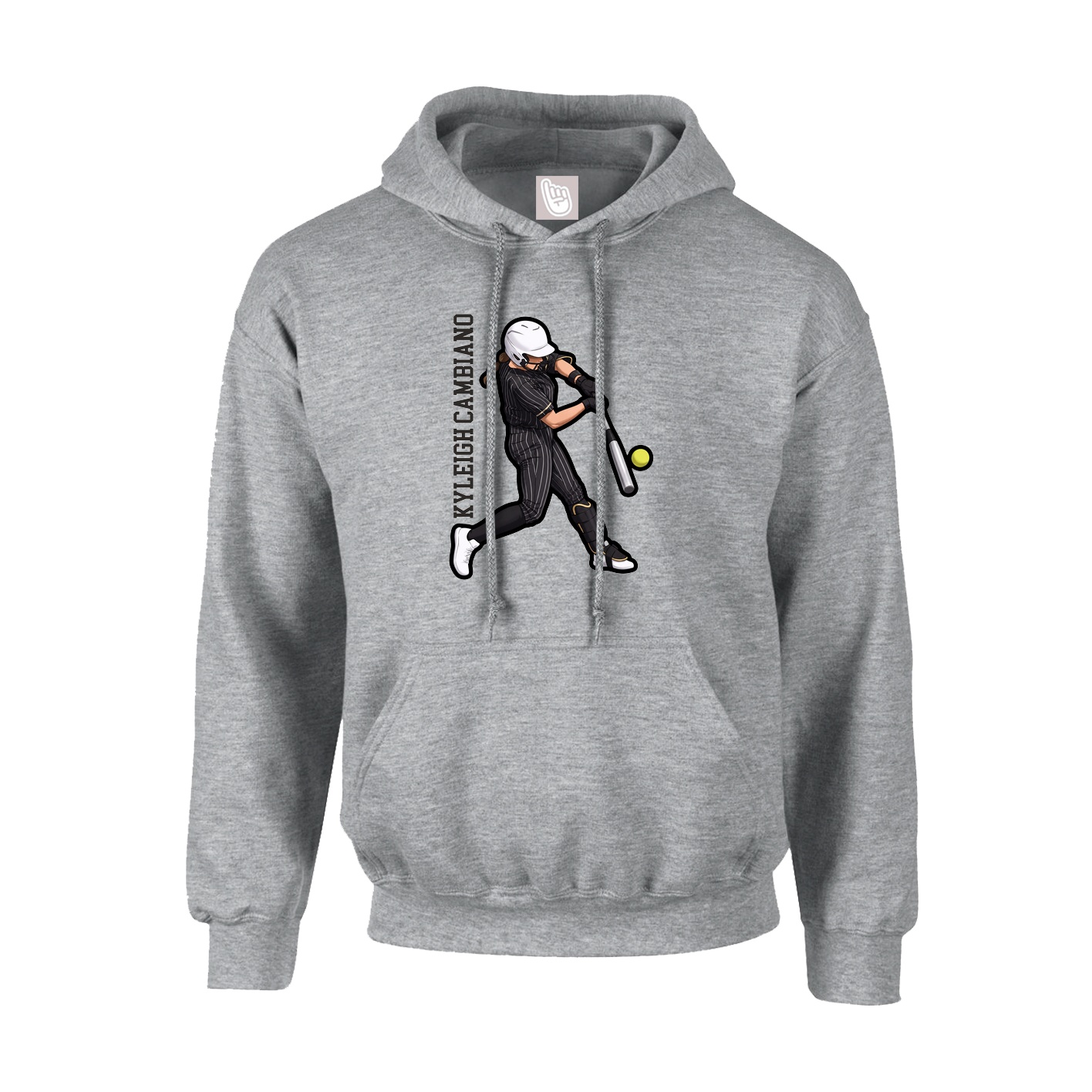 Hoodie — Name Vertical in Grey