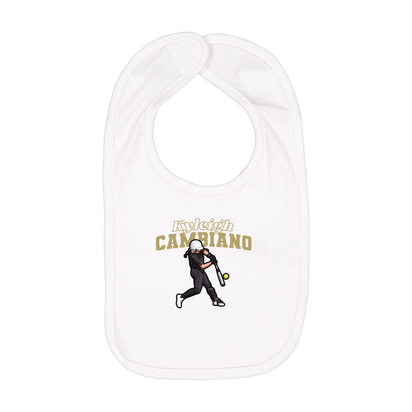 Infant Bib — Name Arch in White
