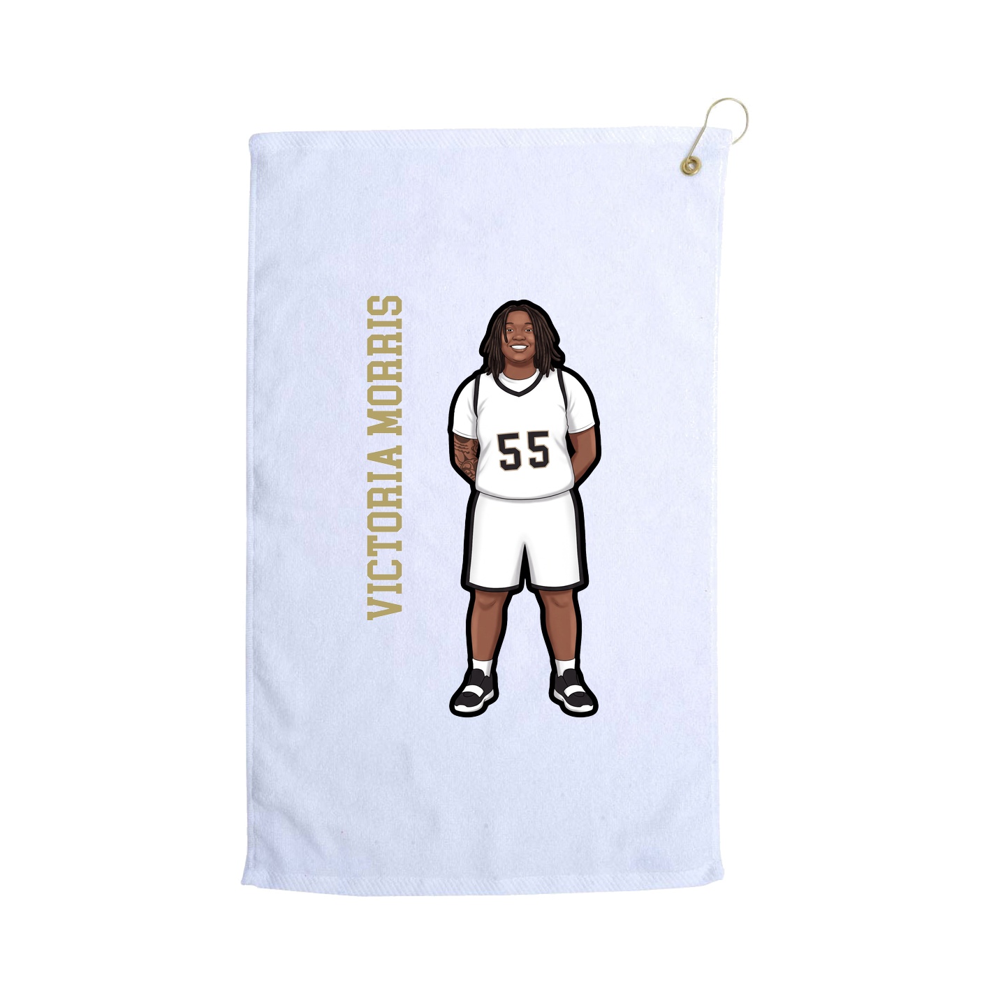 Golf Towel — Name Vertical in White