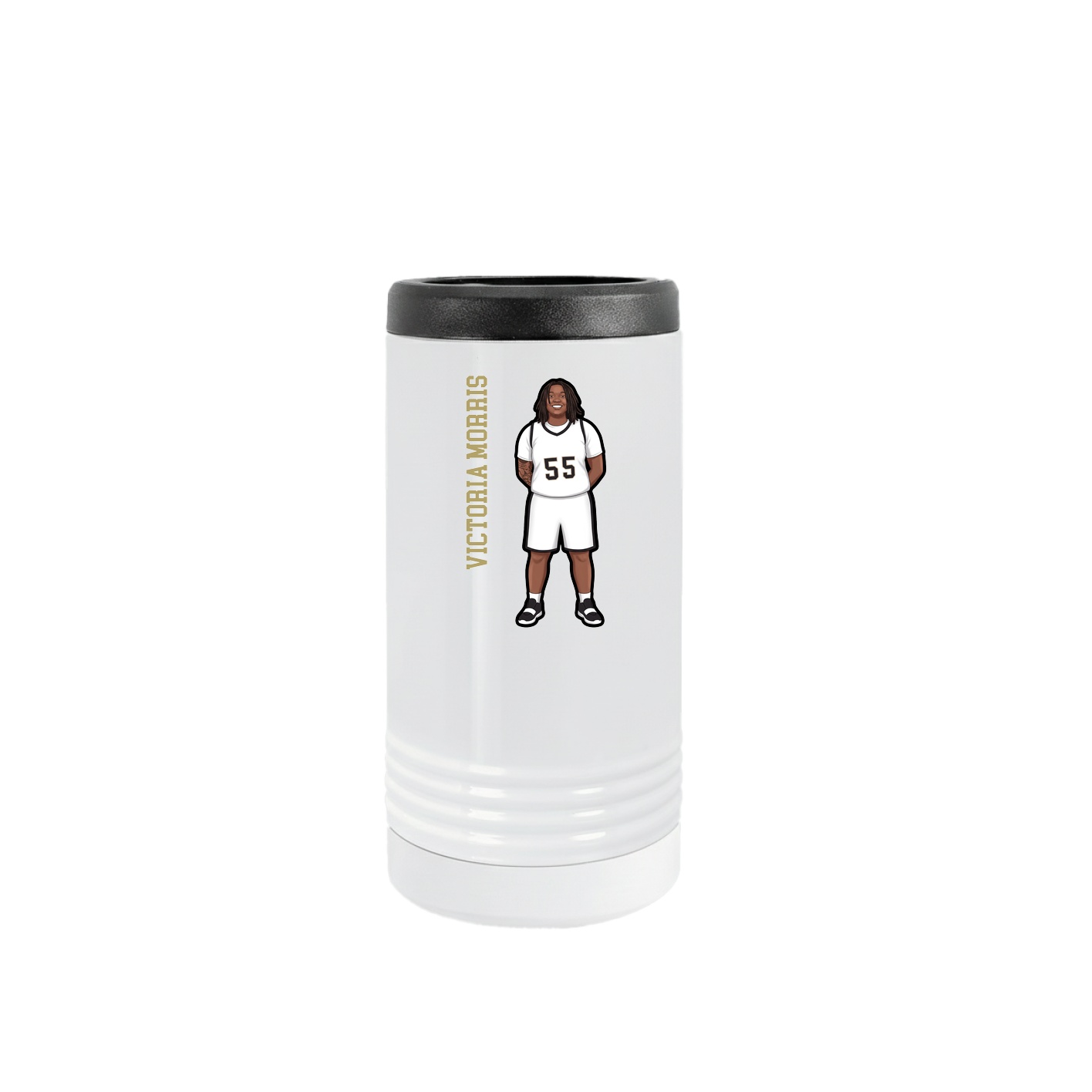 Slim Beverage Holder — Name Vertical in White
