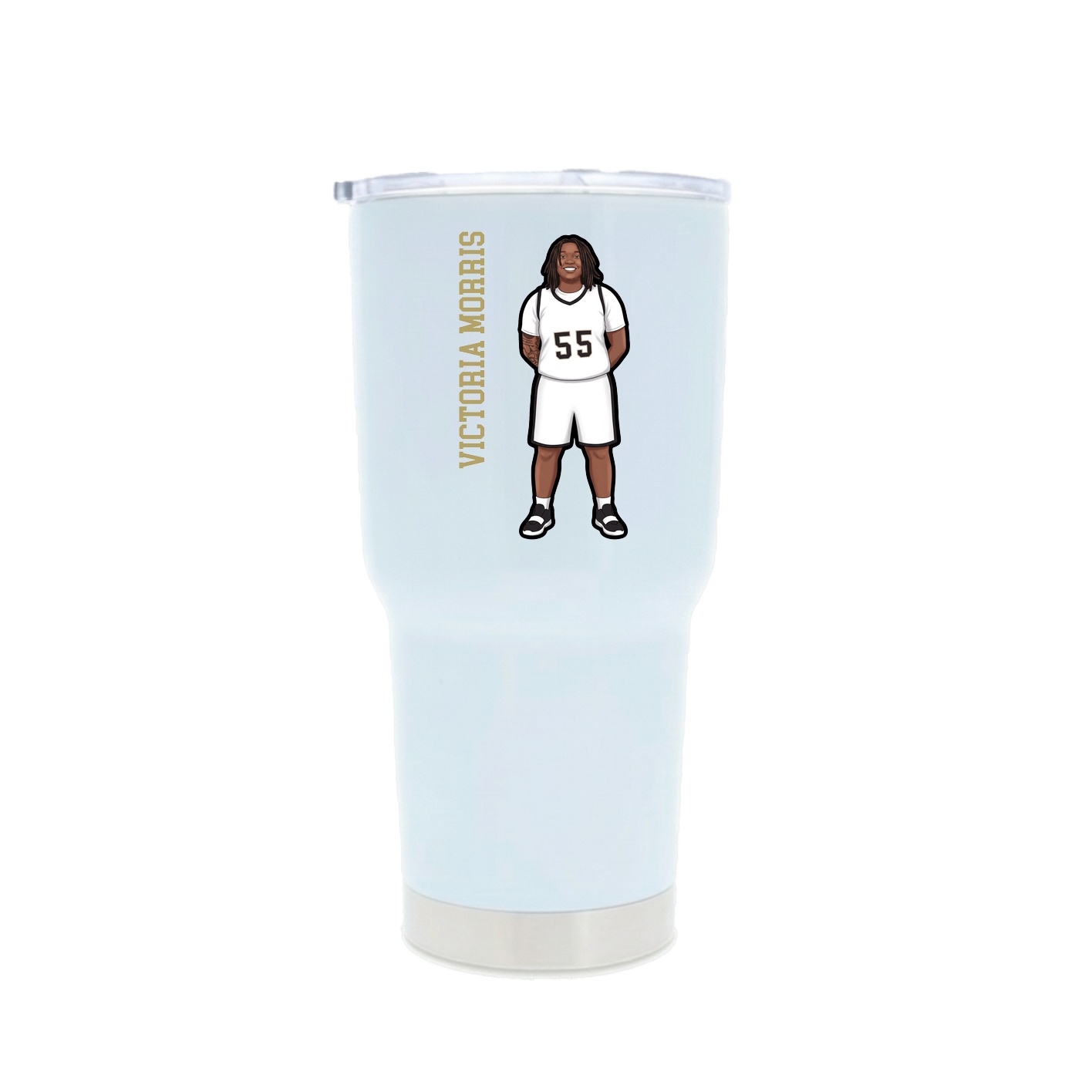 30oz Stainless Steel Tumbler — Name Vertical in White