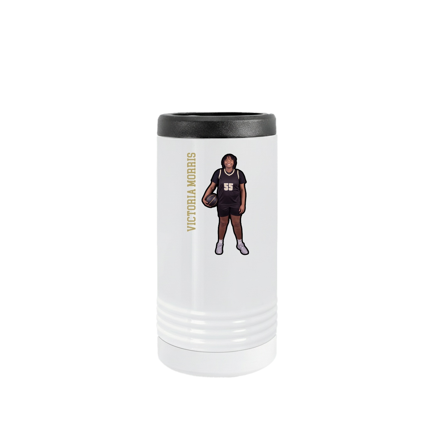 Slim Beverage Holder — Name Vertical in White