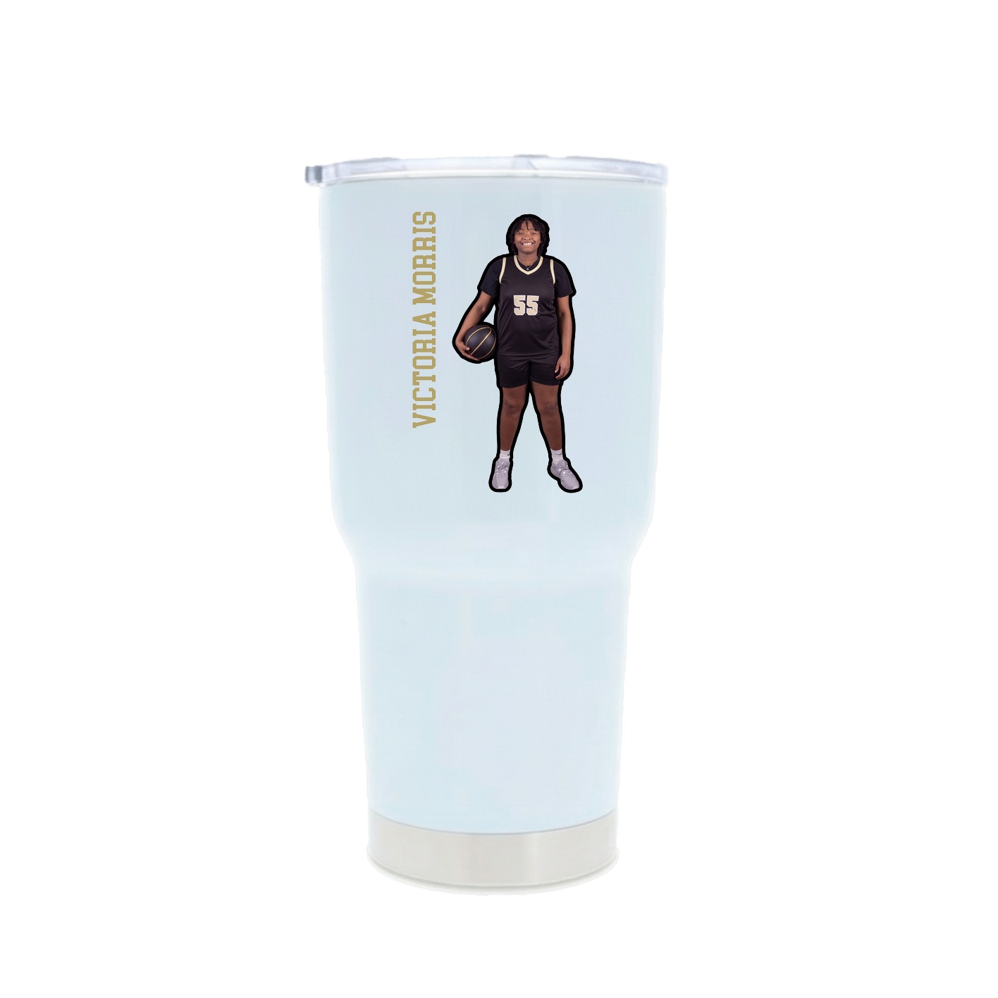 30oz Stainless Steel Tumbler — Name Vertical in White