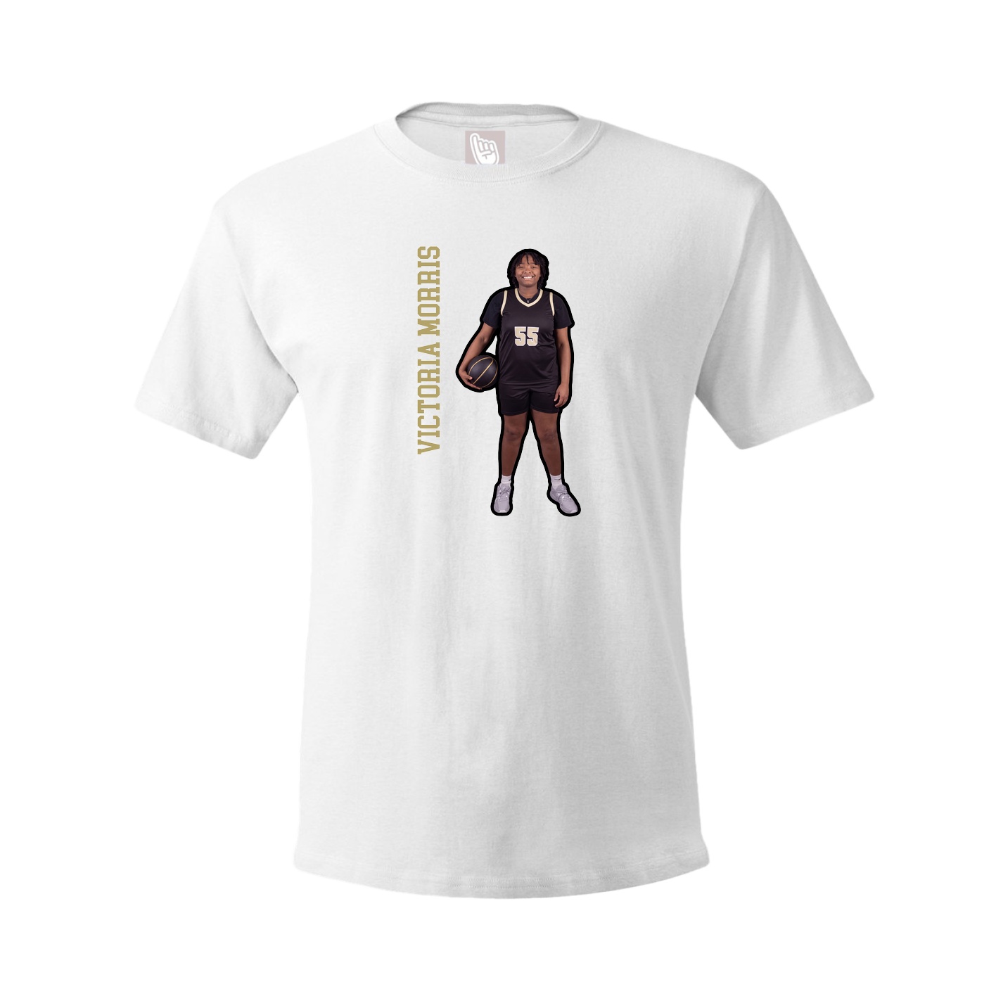 Youth Tee — Name Vertical in White
