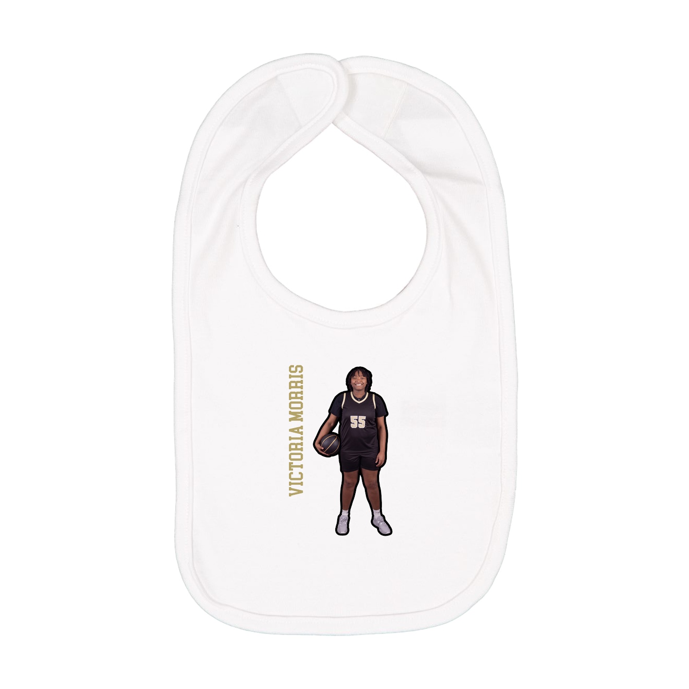 Infant Bib — Name Vertical in White