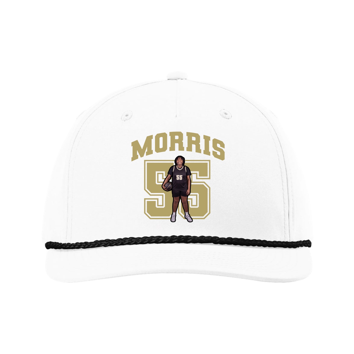 Five-Panel Classic Rope Cap — Number in White