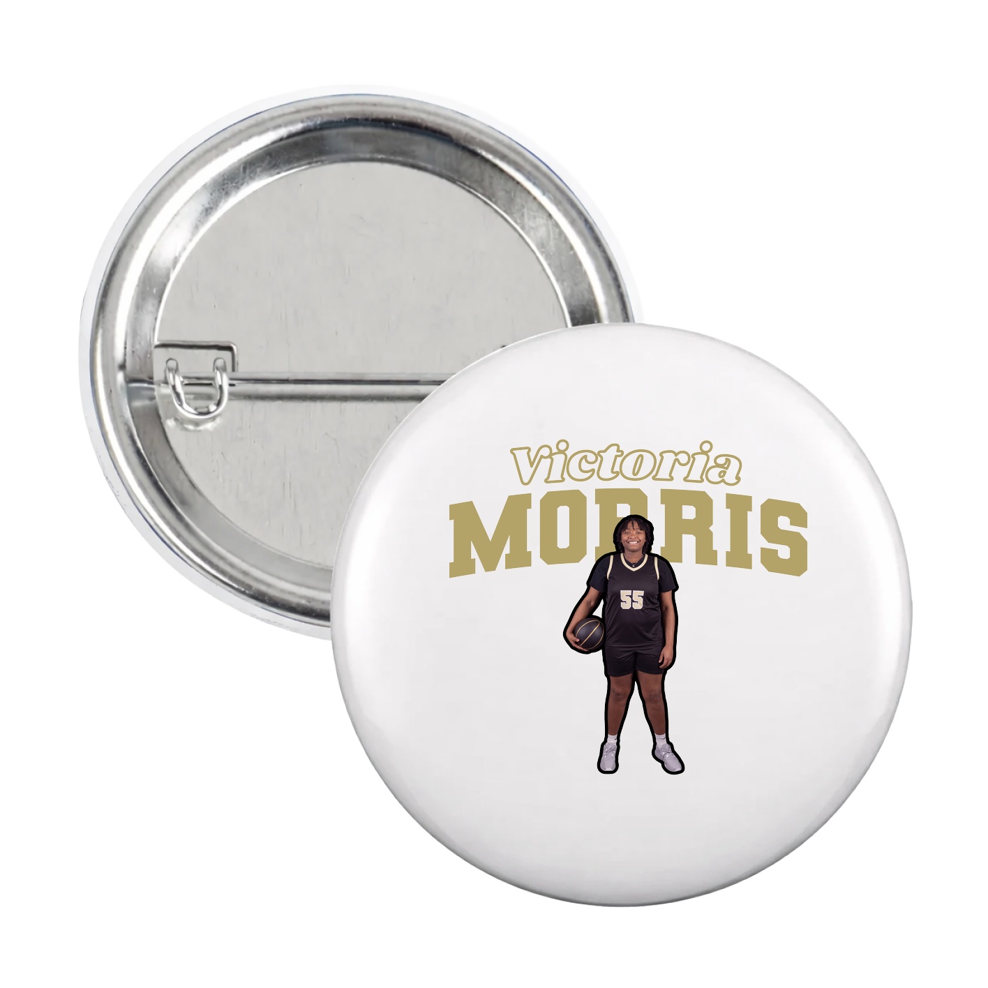 Game Day Button — Name Arch in White