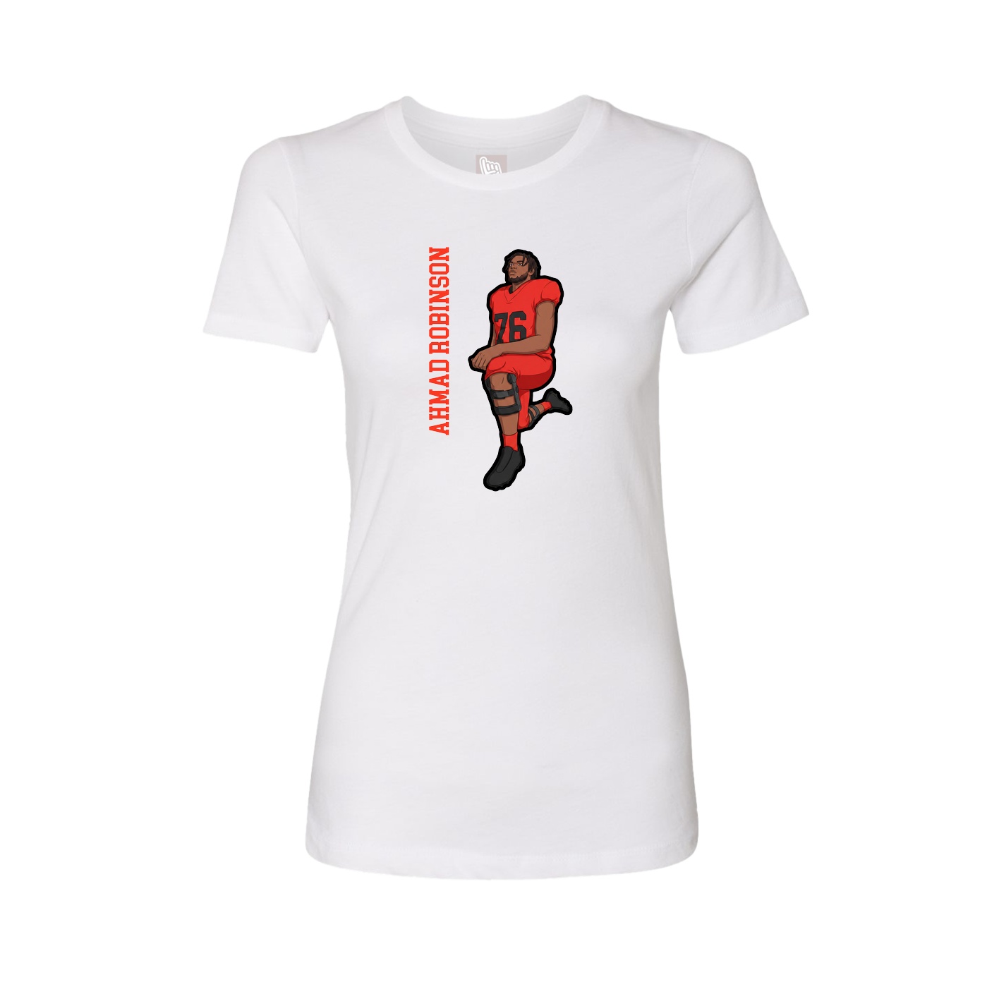 Fitted Women's Tee — Name Vertical in White