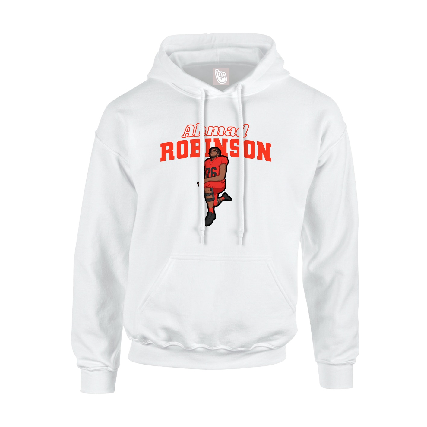 Youth Hoodie — Name Arch in White