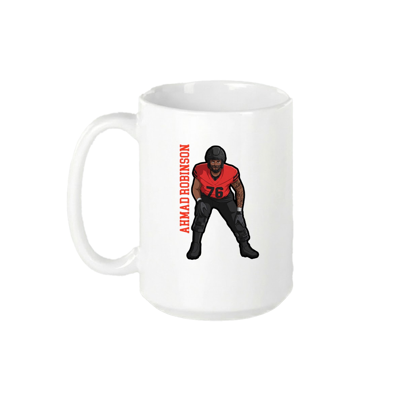 15oz Coffee Mug — Name Vertical in White