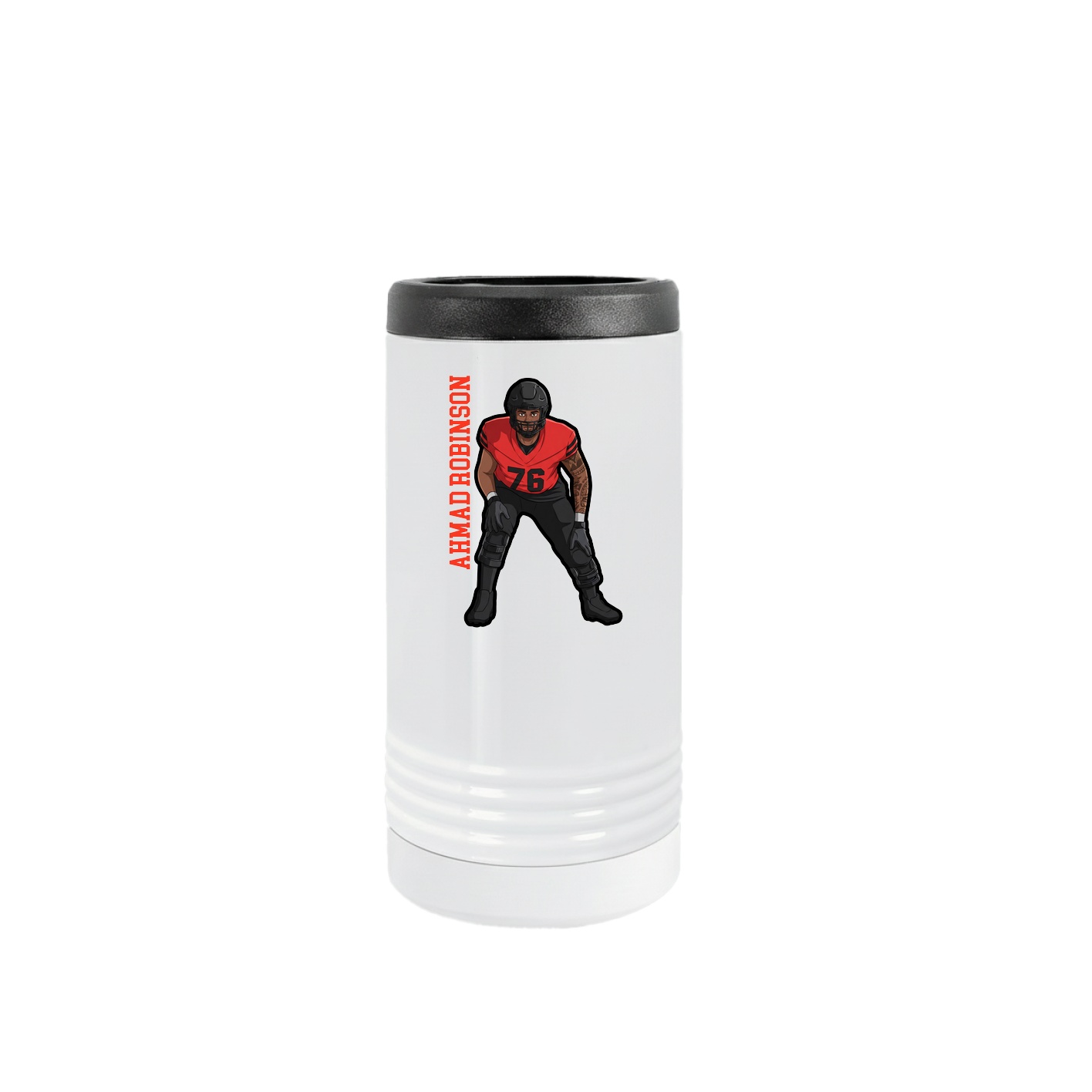 Slim Beverage Holder — Name Vertical in White