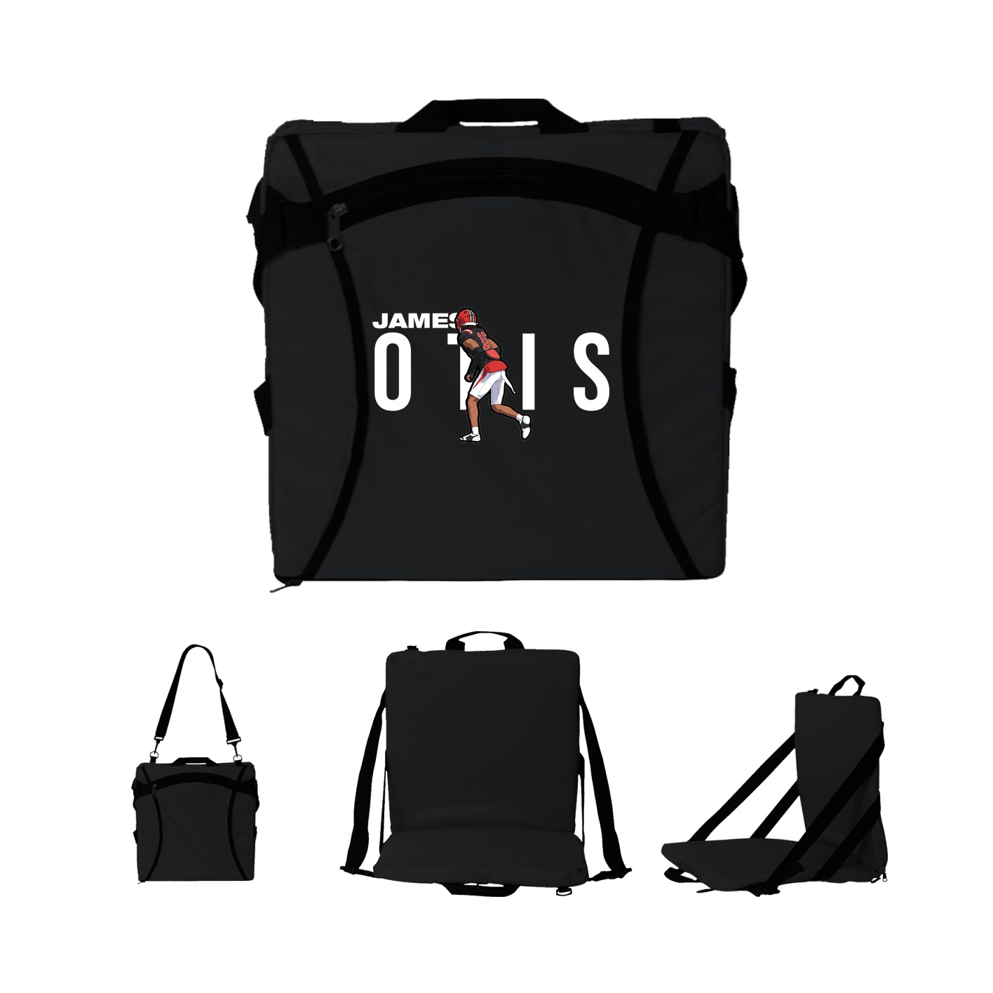 Folding Stadium Seat — Player Name in Black