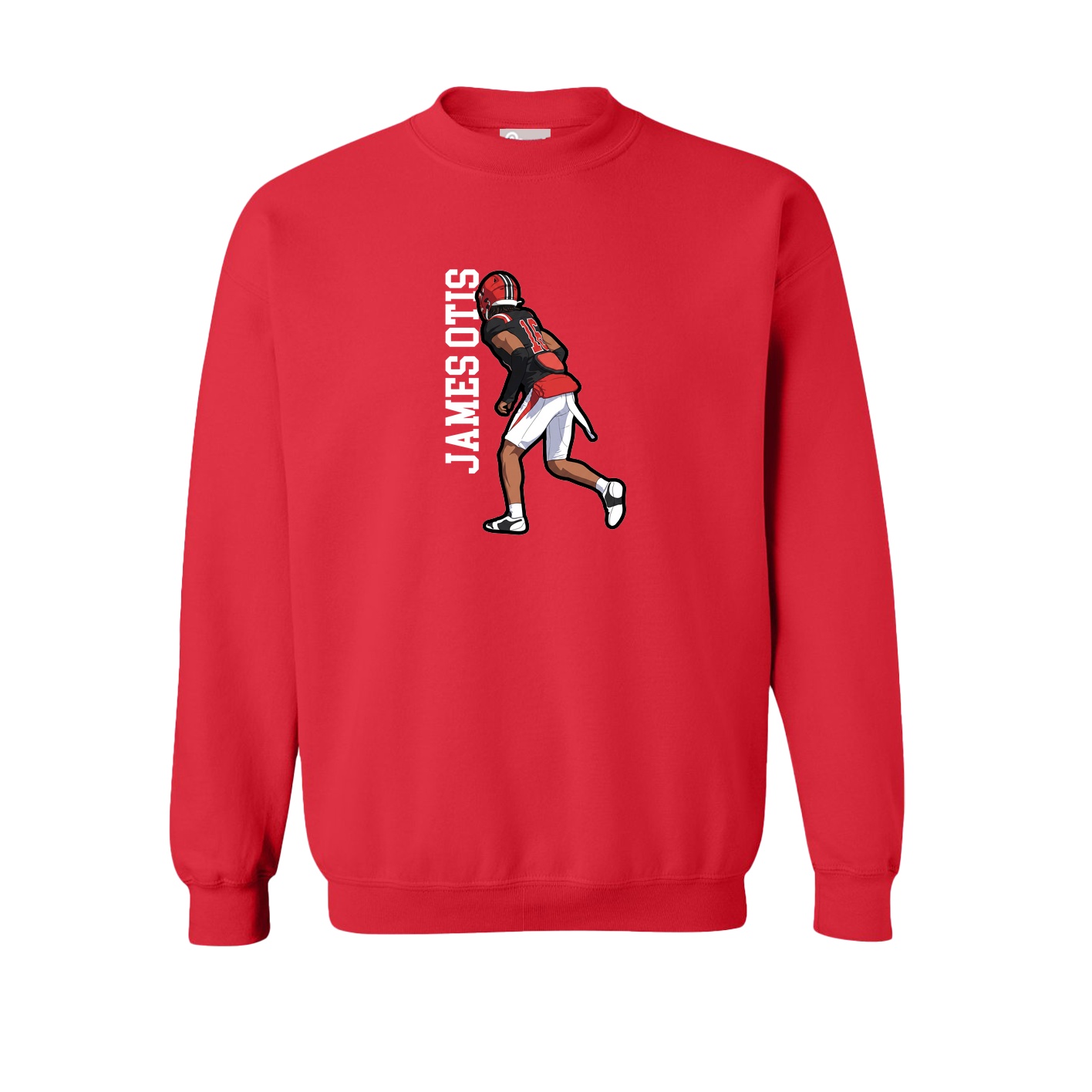 Fleece Crew — Name Vertical in Red