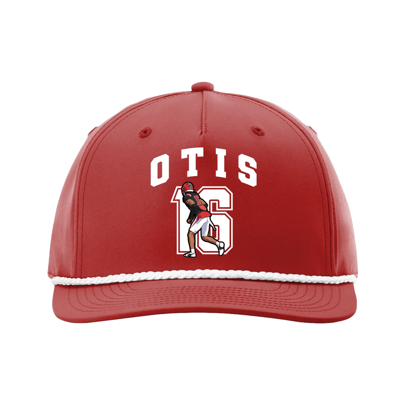Five-Panel Classic Rope Cap — Number in Red