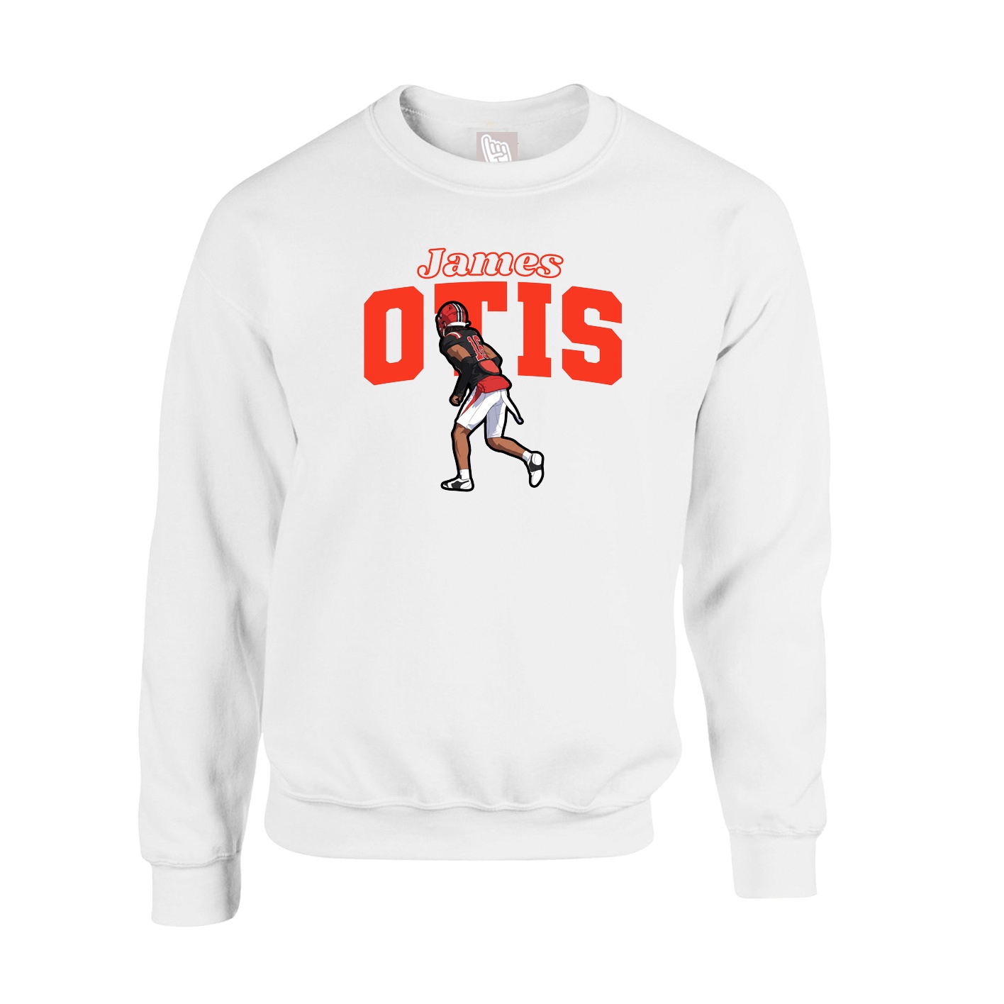 Fleece Crew — Name Arch in White
