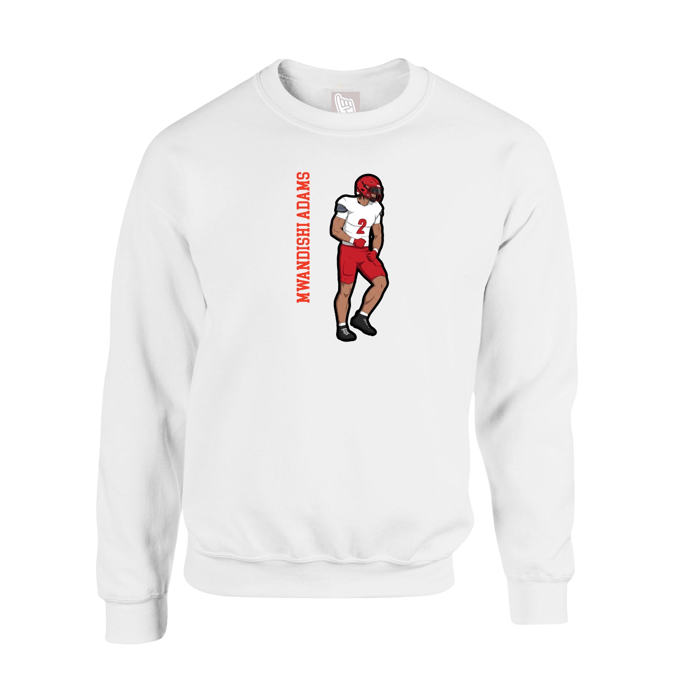 Fleece Crew — Name Vertical in White