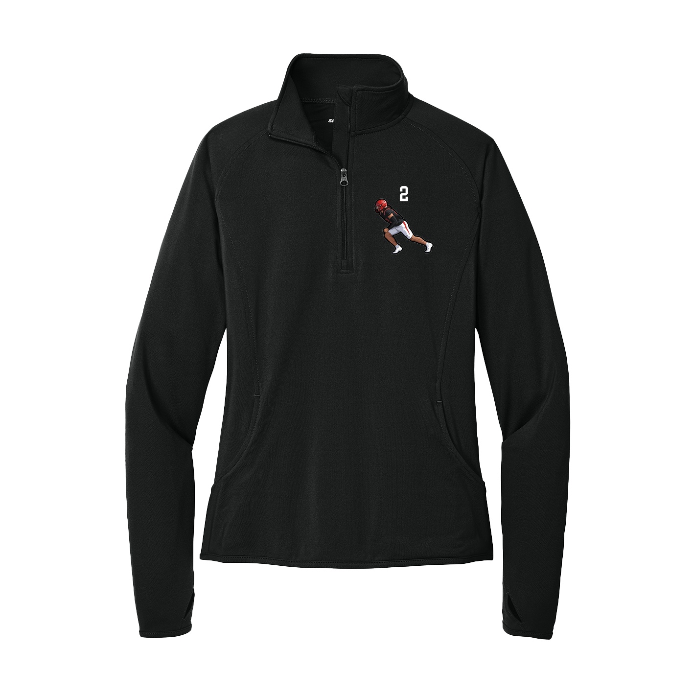 Women's Q-Zip Pullover — Number Top in Black
