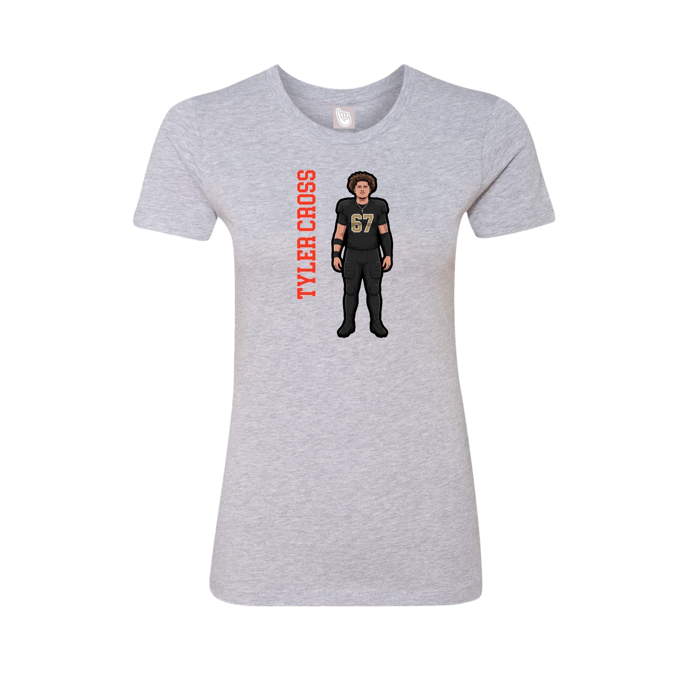 Fitted Women's Tee — Name Vertical in Grey