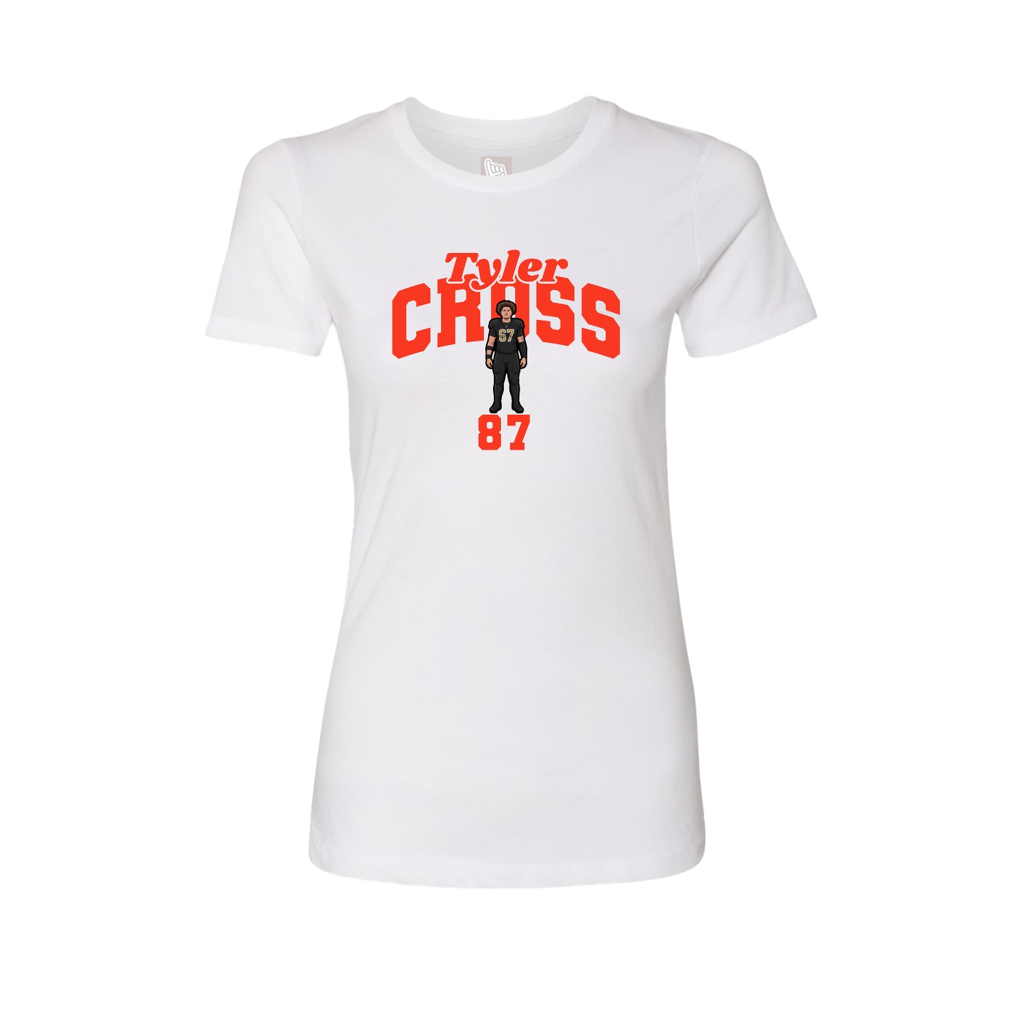 Fitted Women's Tee — Signature Arch in White