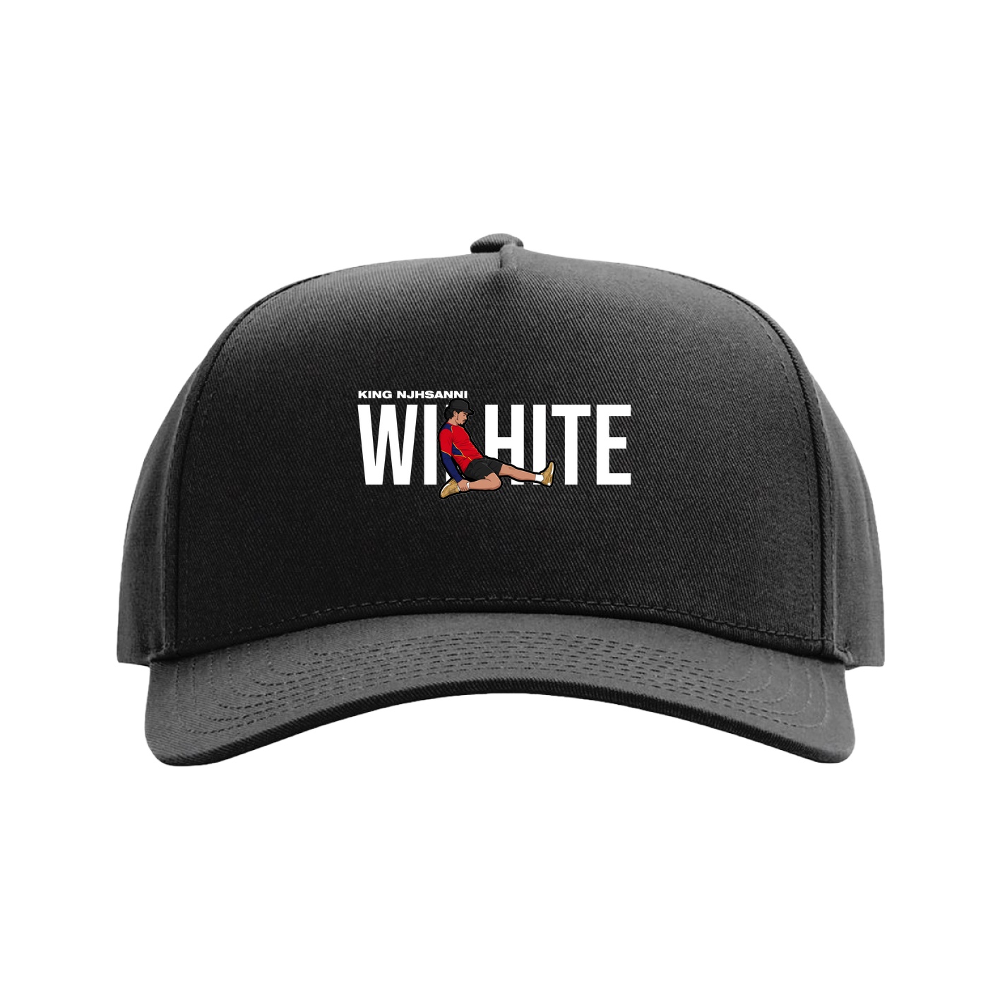 Full Fabric Five-Panel Champ Cap — Player Name in Black