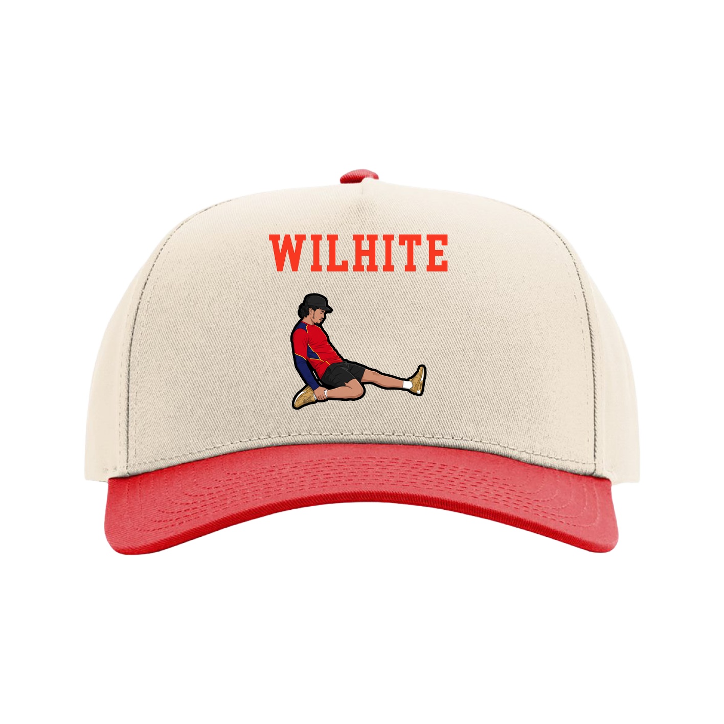 Full Fabric Five-Panel Champ Cap — Shirsey in Cream/Red